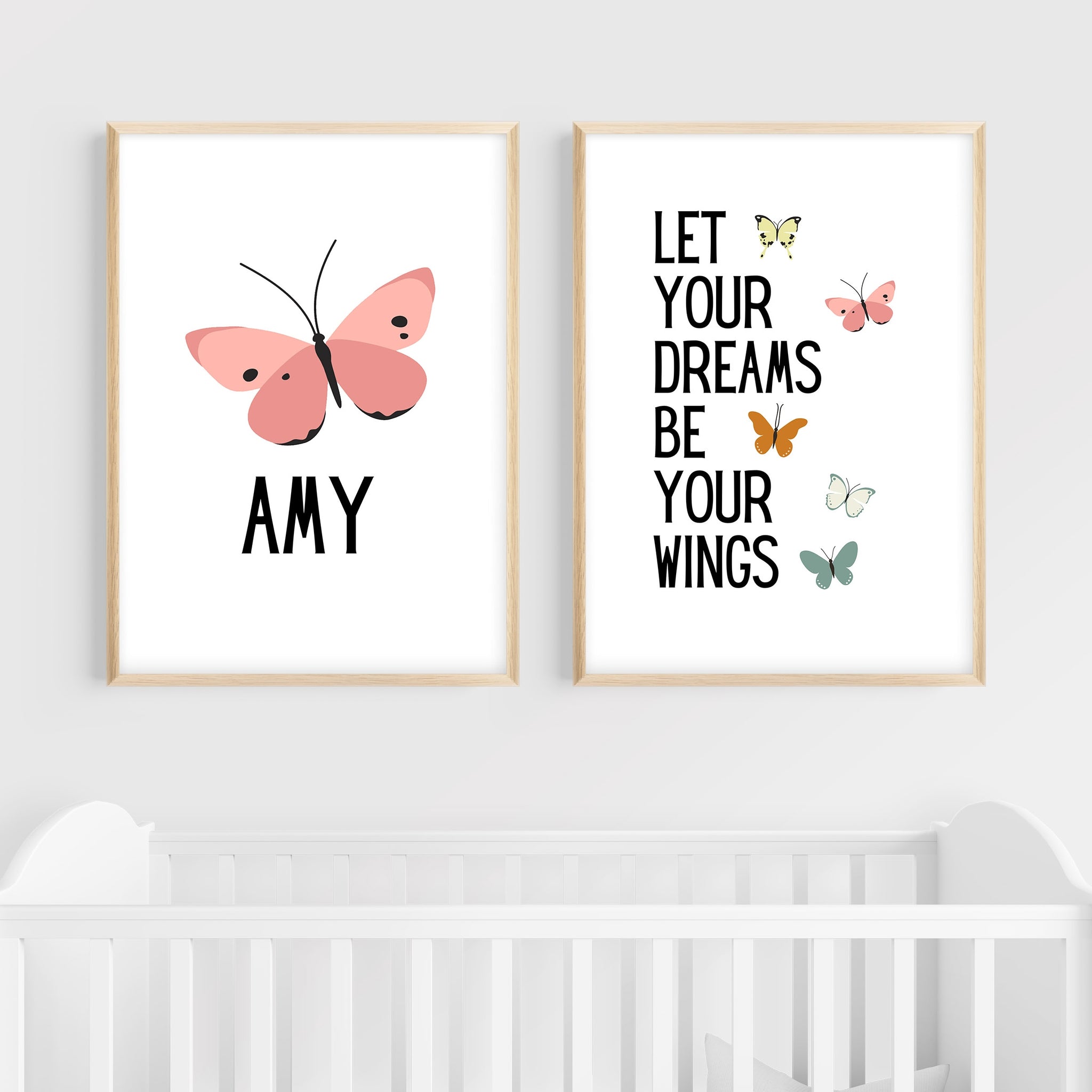 Personalized Butterfly Wall Art, Set of 2