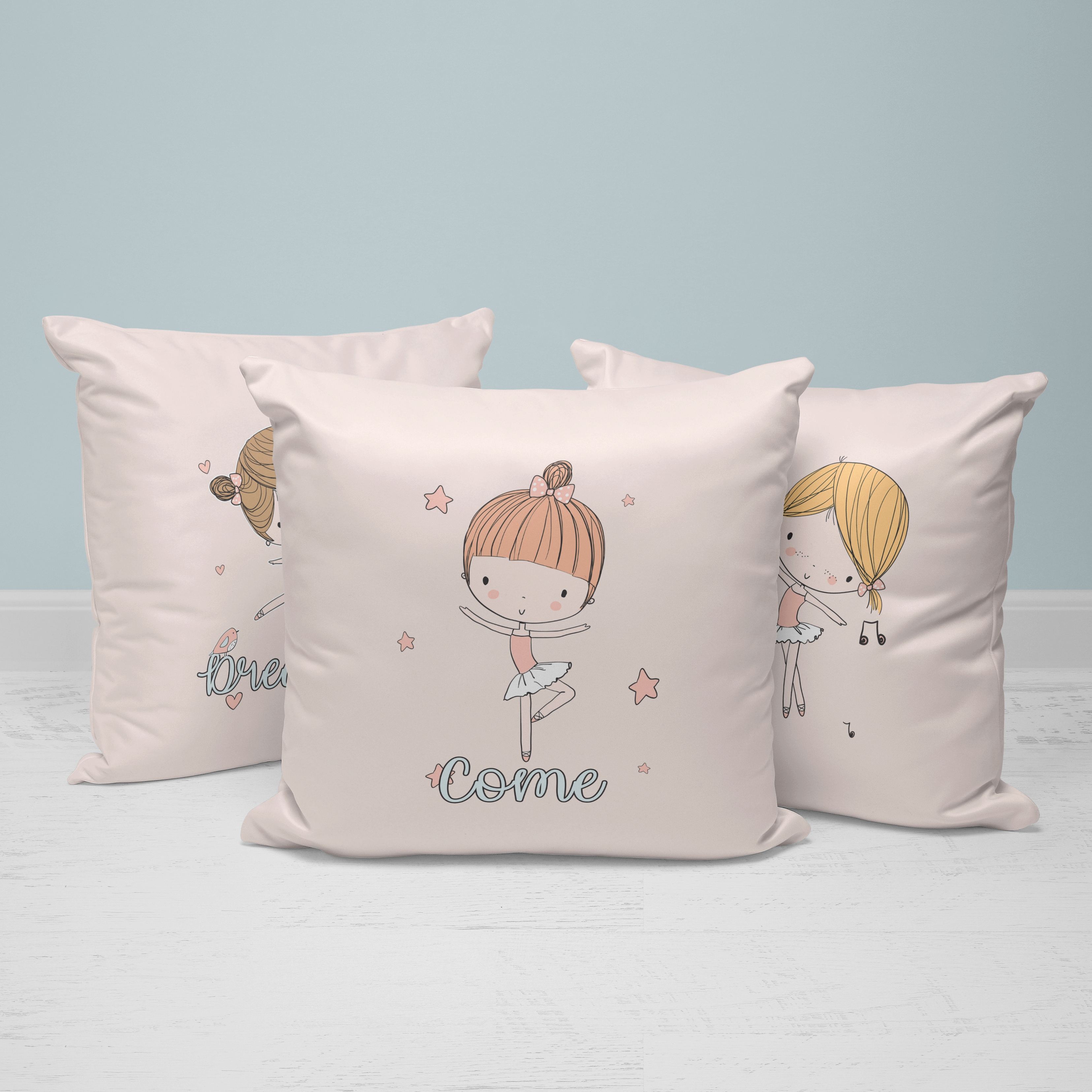 Ballerina Throw Pillows | Set of 3 | Collection: After the Dance | For Nurseries & Kid's Rooms