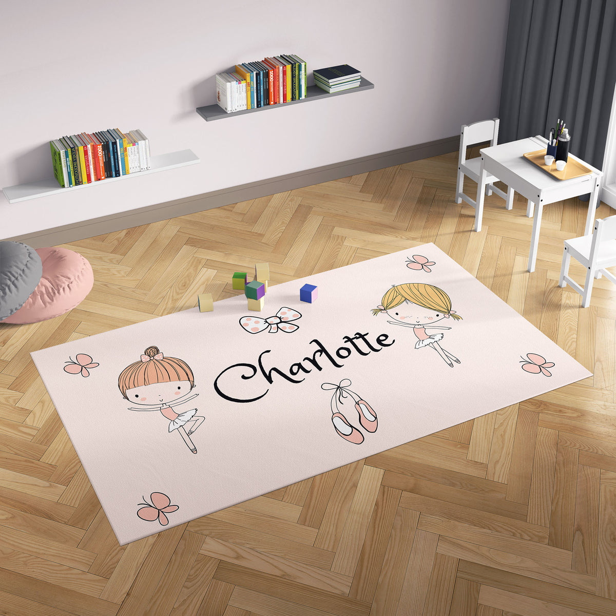 Personalized Ballerina Area Rug for Nurseries and Kid's Rooms - After