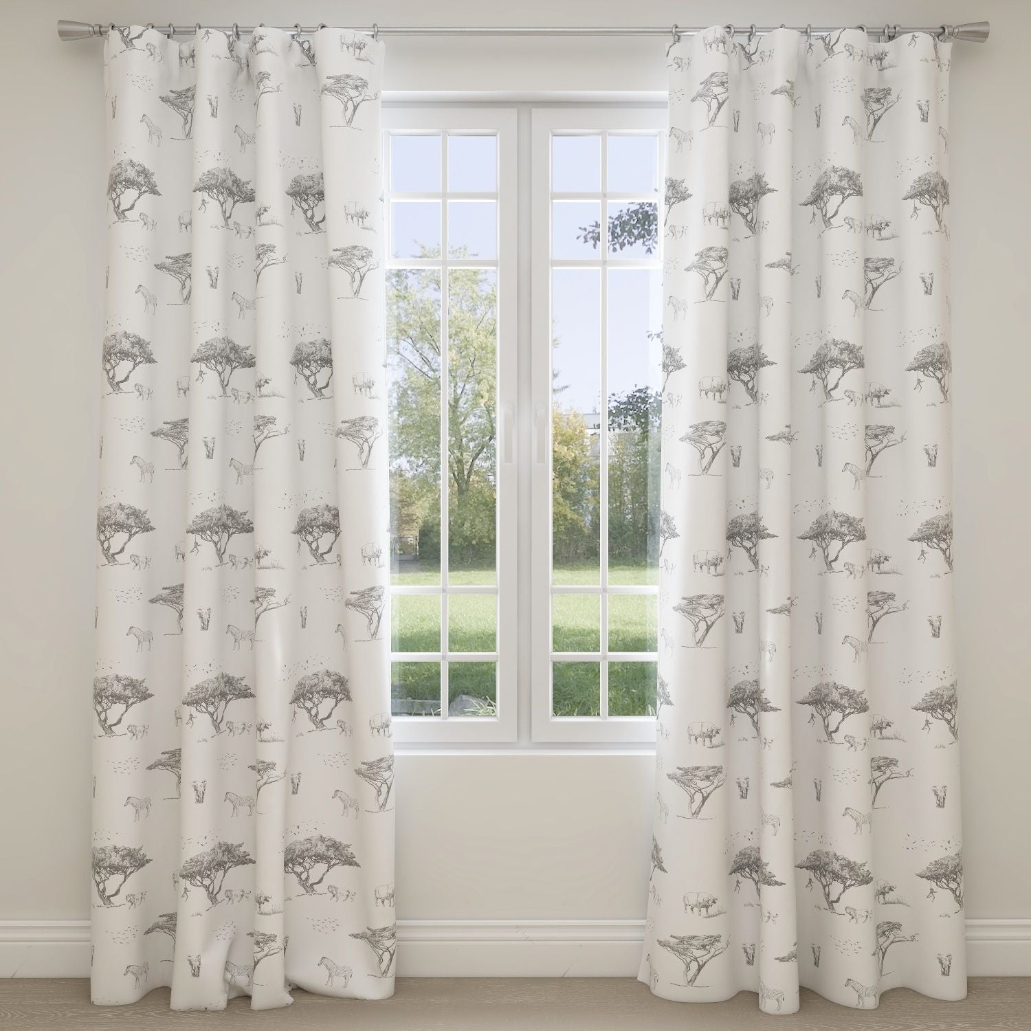 Animals Kids & Nursery Blackout Curtains - Black and White Safari