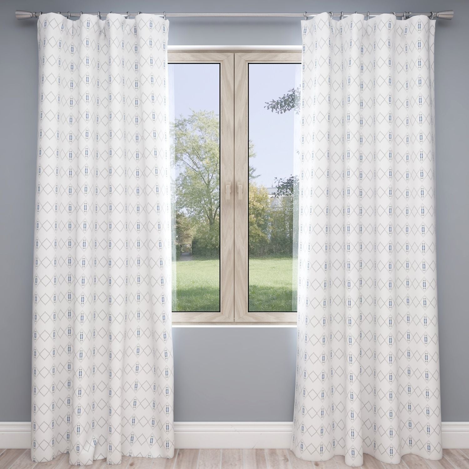 Kids & Nursery Blackout Curtains - Blues in White