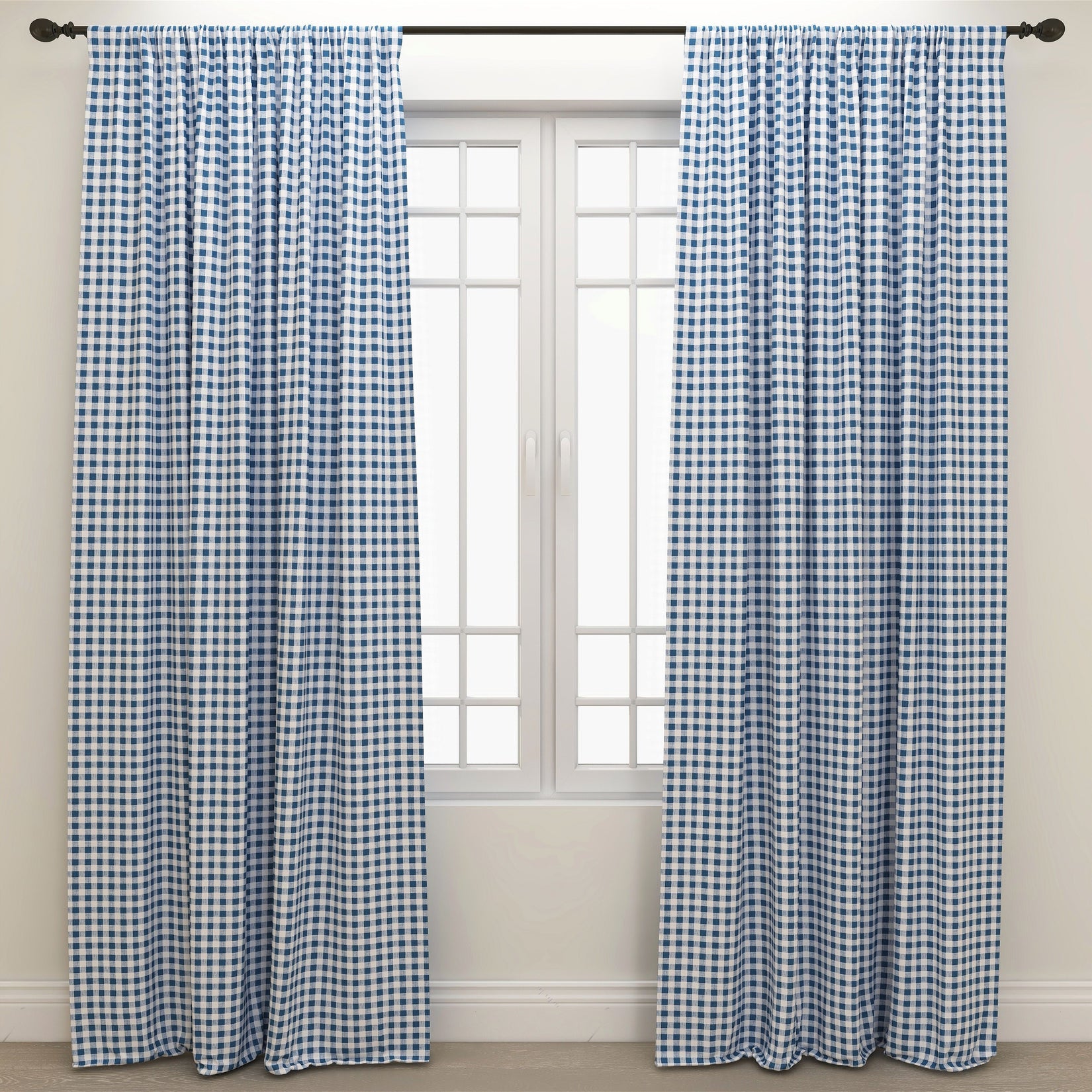 Buffalo Plaid Italian Denim Slub Canvas Kids Curtains