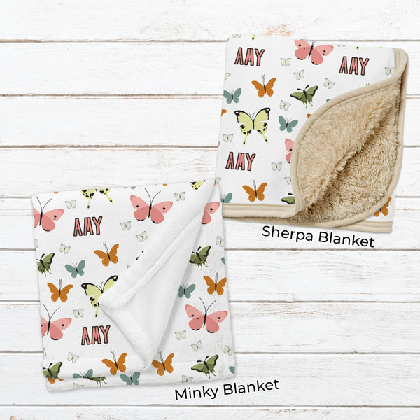 Personalized Butterfly Blanket for Babies, Toddlers and Kids - Field of Beauty