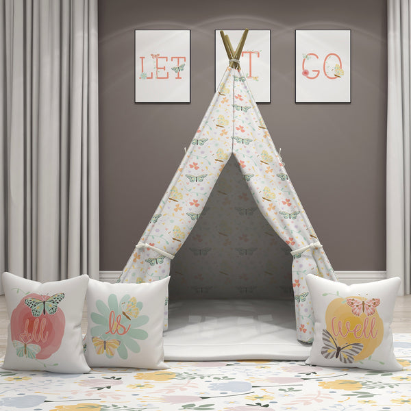 Kids Teepee, Butterfly Decor Themed Room - Field of Beauty Collection