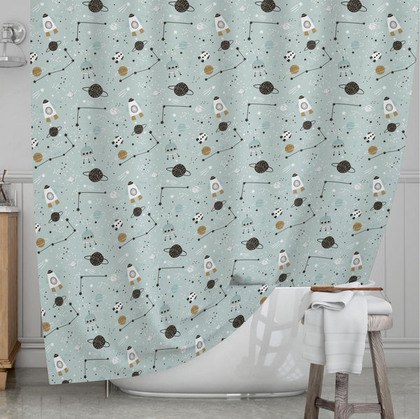 Space Kids' Shower Curtains - Over The Moon