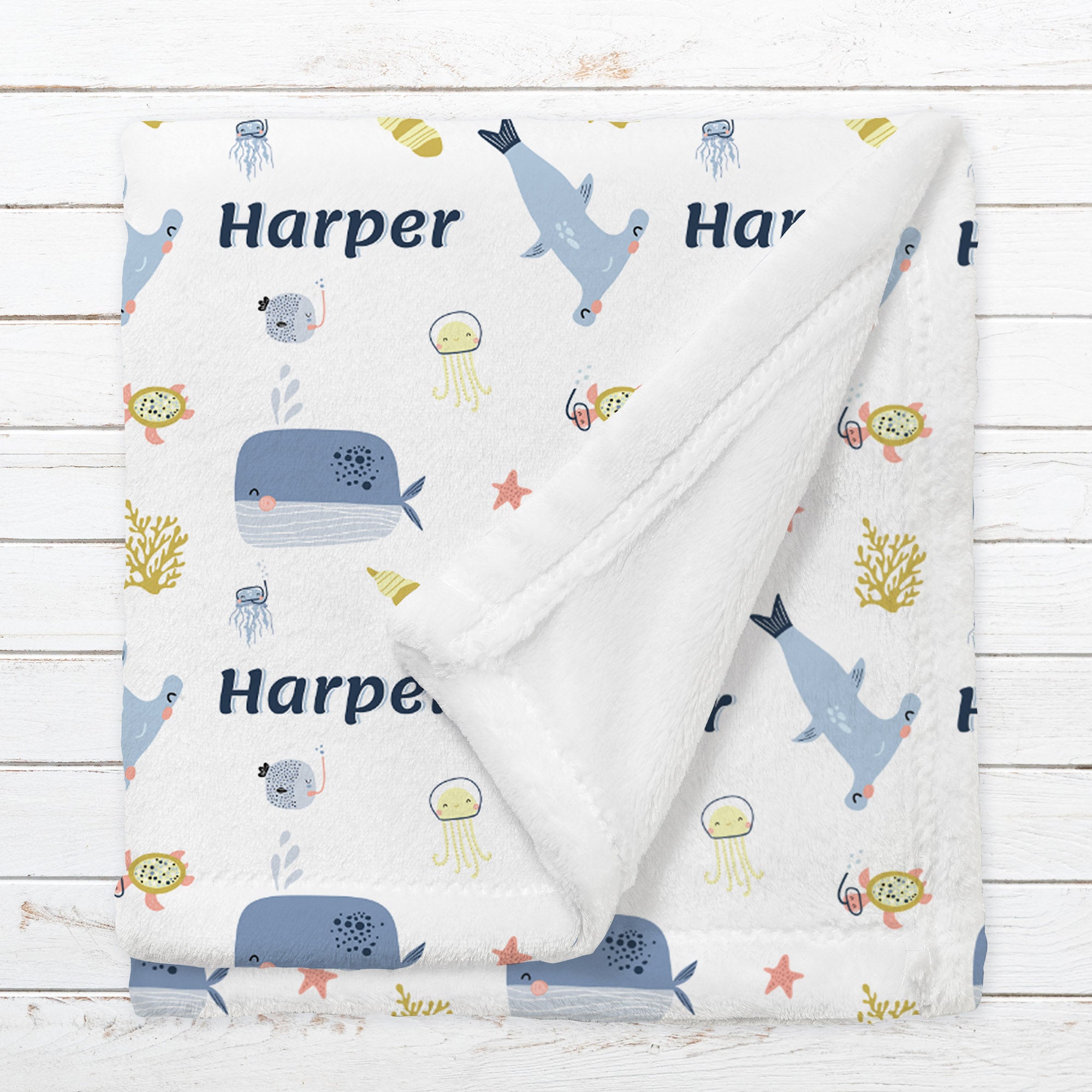 Personalized Sea Blanket for Babies, Toddlers and Kids - Let’s Shell-ebrate