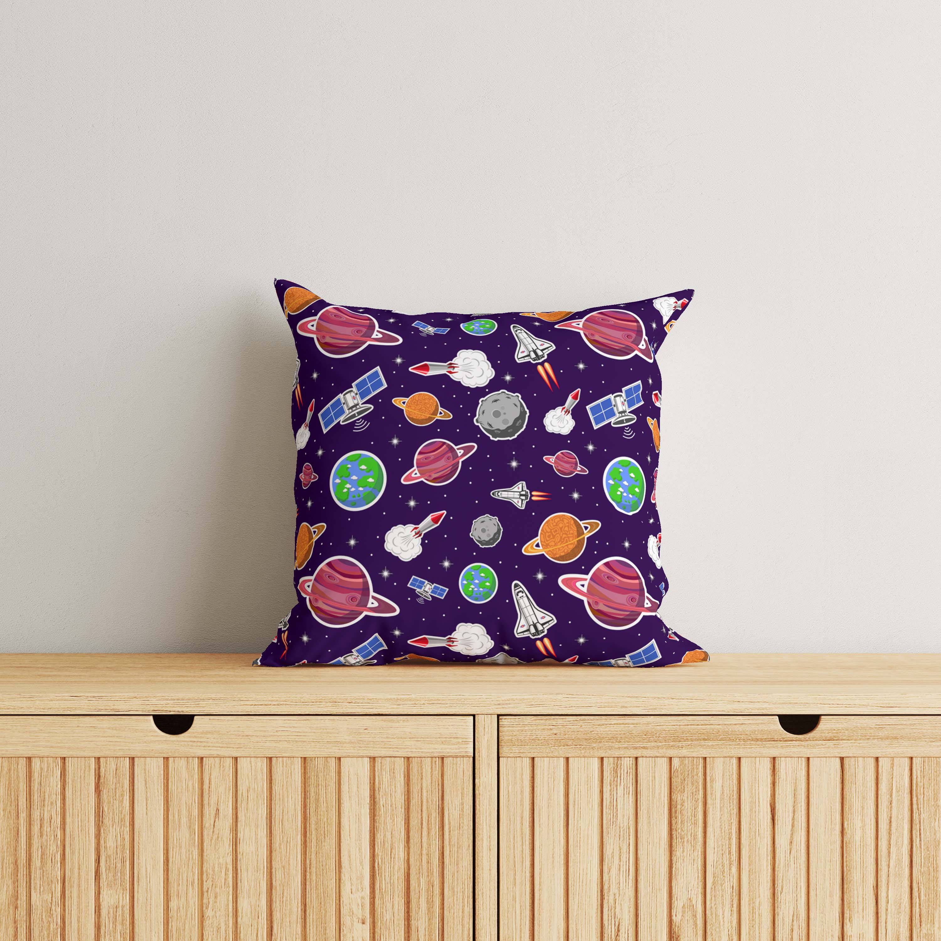 Space Kids & Nursery Throw Pillow - Satellite Image