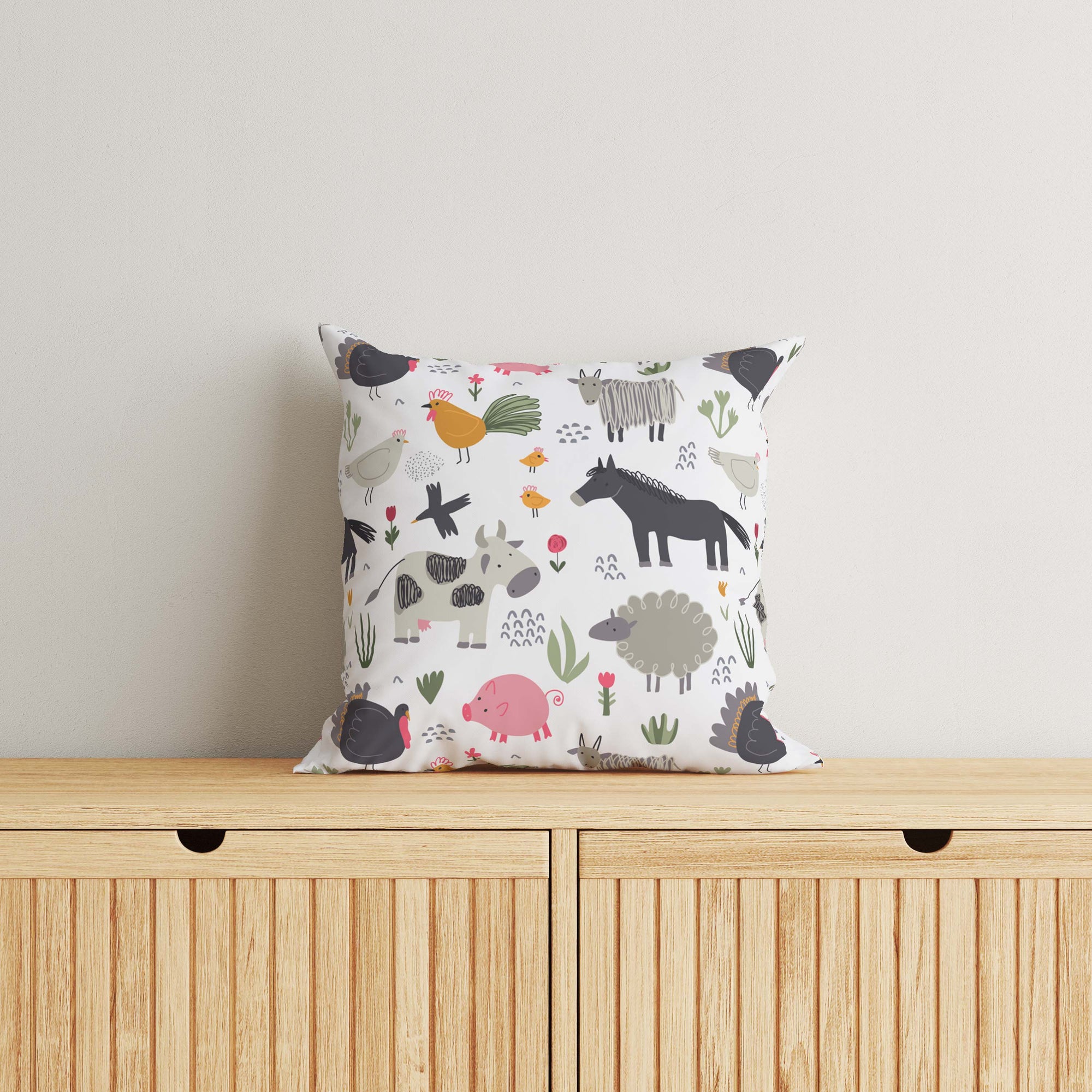 Animals Kids & Nursery Throw Pillow - Little Farm