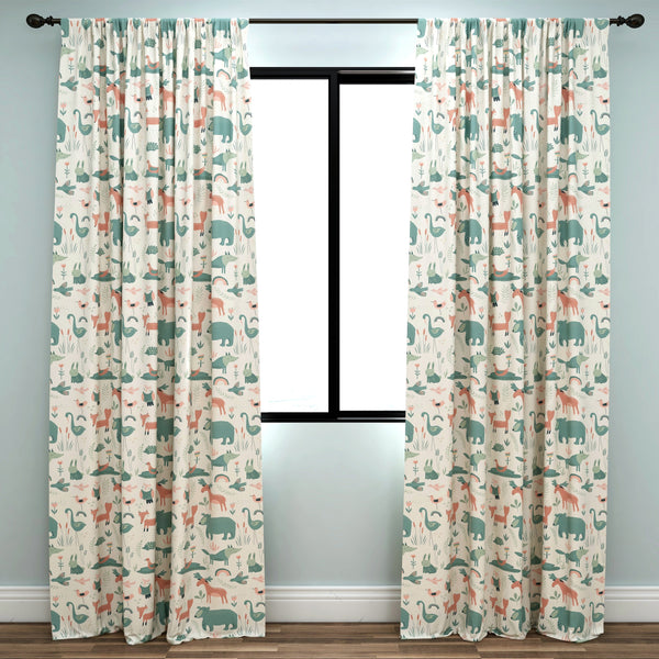 Neutral Curtains, Greenery Leaves Curtains, Gender Neutral Blackout Curtains,  Green Curtains, Curtain Panels, Neutral Nursery Curtains 