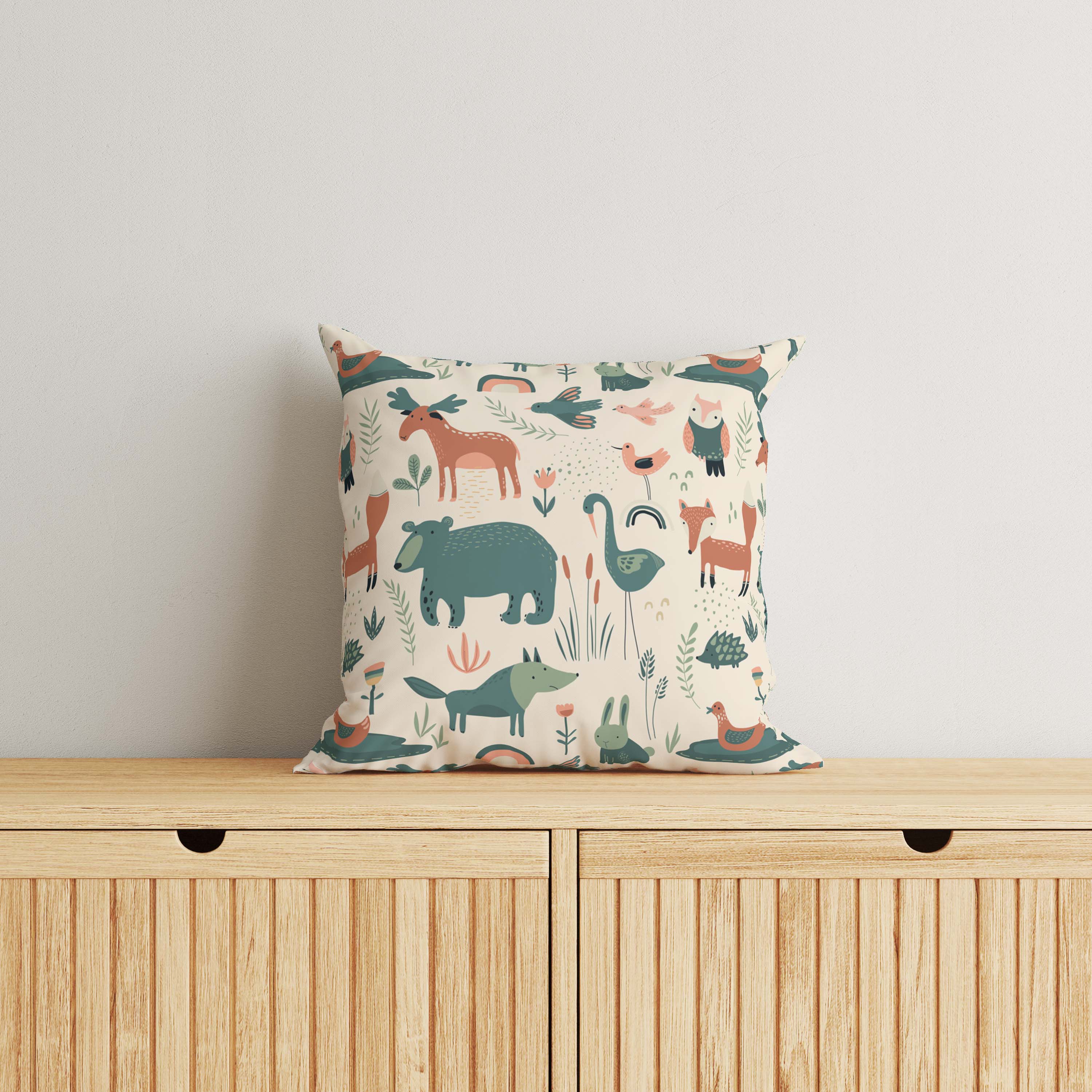 Animals Kids & Nursery Throw Pillow - Woodland Retreat