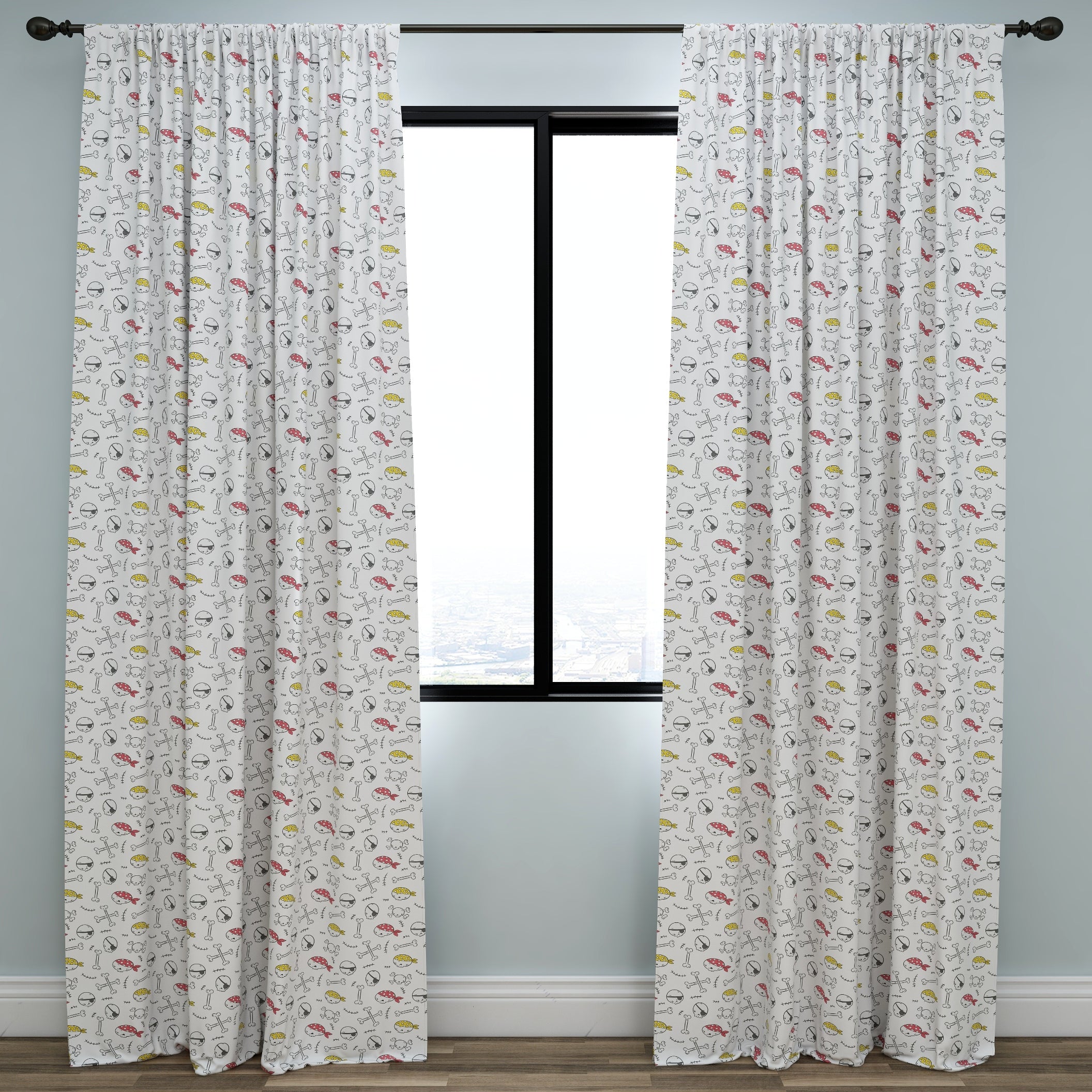 Pirate Kids & Nursery Blackout Curtains - Bone Chilling