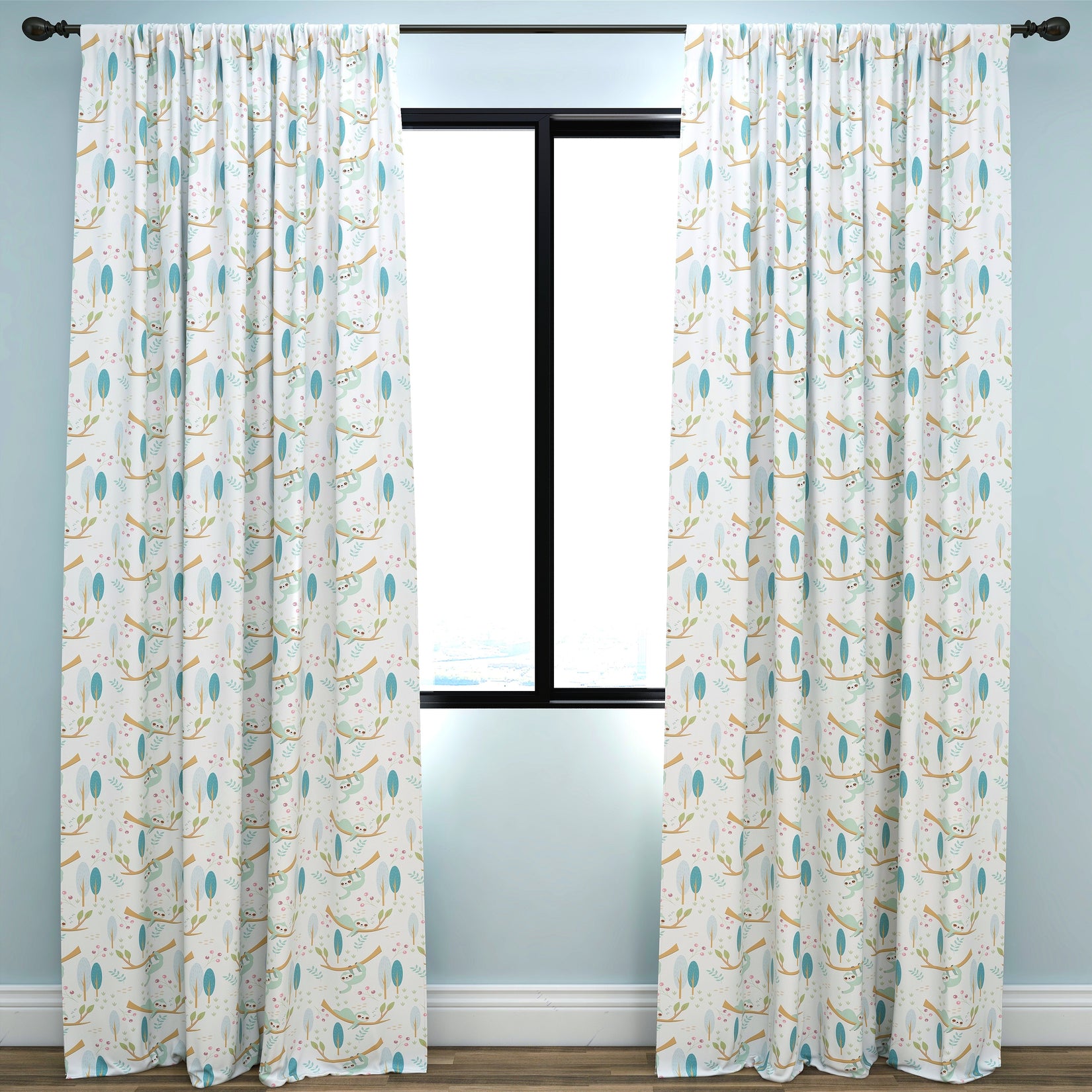 Sloth Kids & Nursery Blackout Curtains - Night and Day