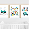 Cars Wall Art | Set of 3 | Collection: Power Nap Station | For Nurseries & Kid's Rooms