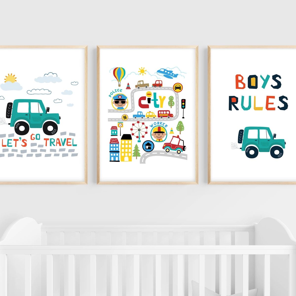Cars Wall Art | Set of 3 | Collection: Power Nap Station | For Nurseries & Kid's Rooms