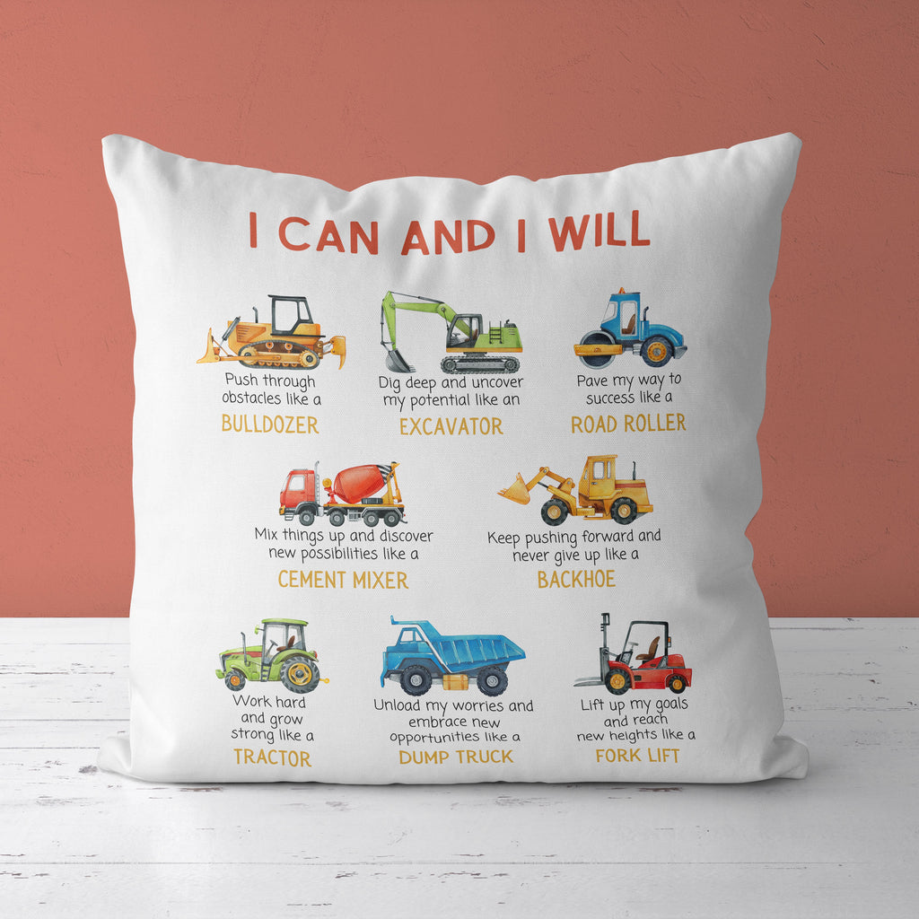 Construction Truck Throw Pillow - Positive Affirmations