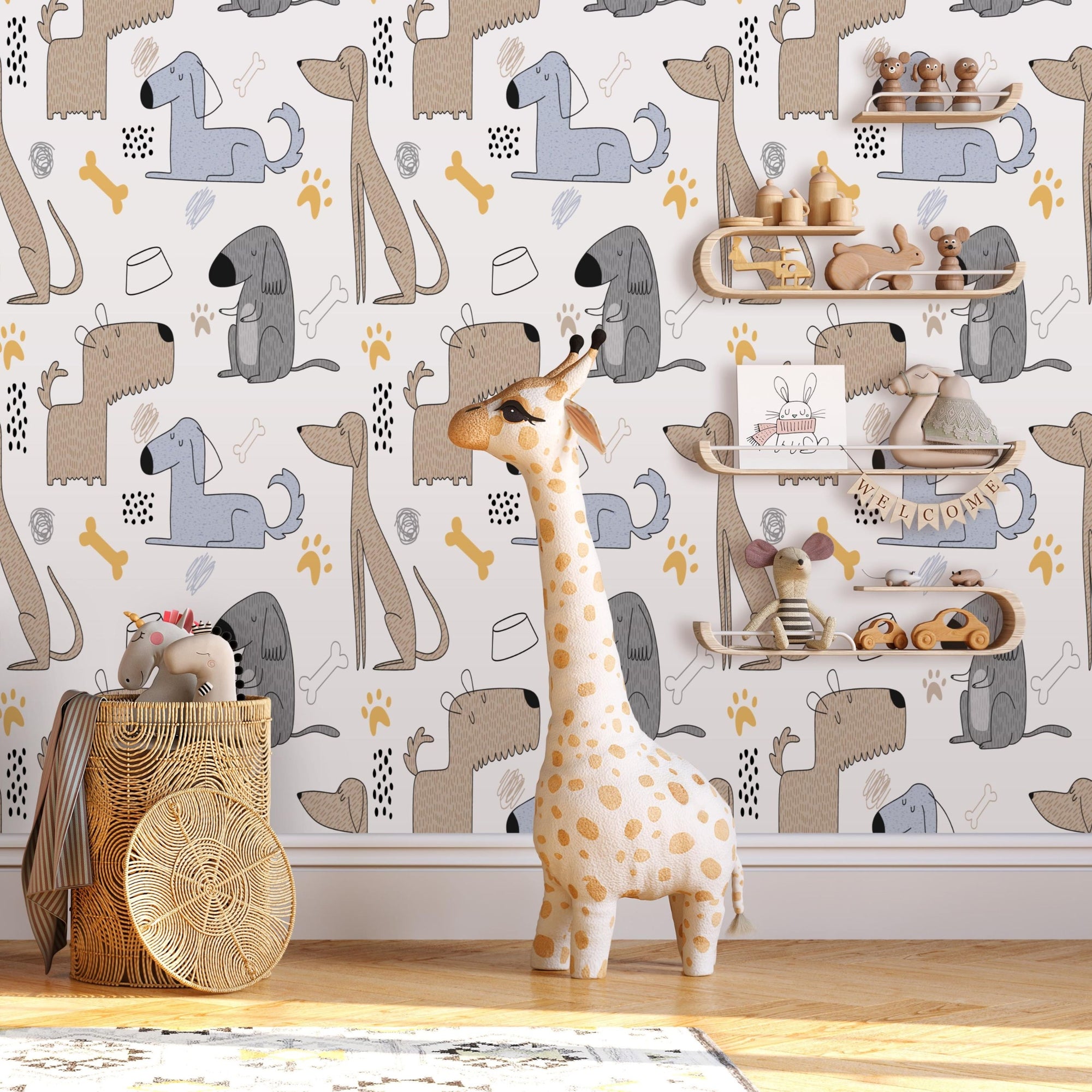 Dog Wallpaper for Nursery and Kids Rooms - Doggone Adventures