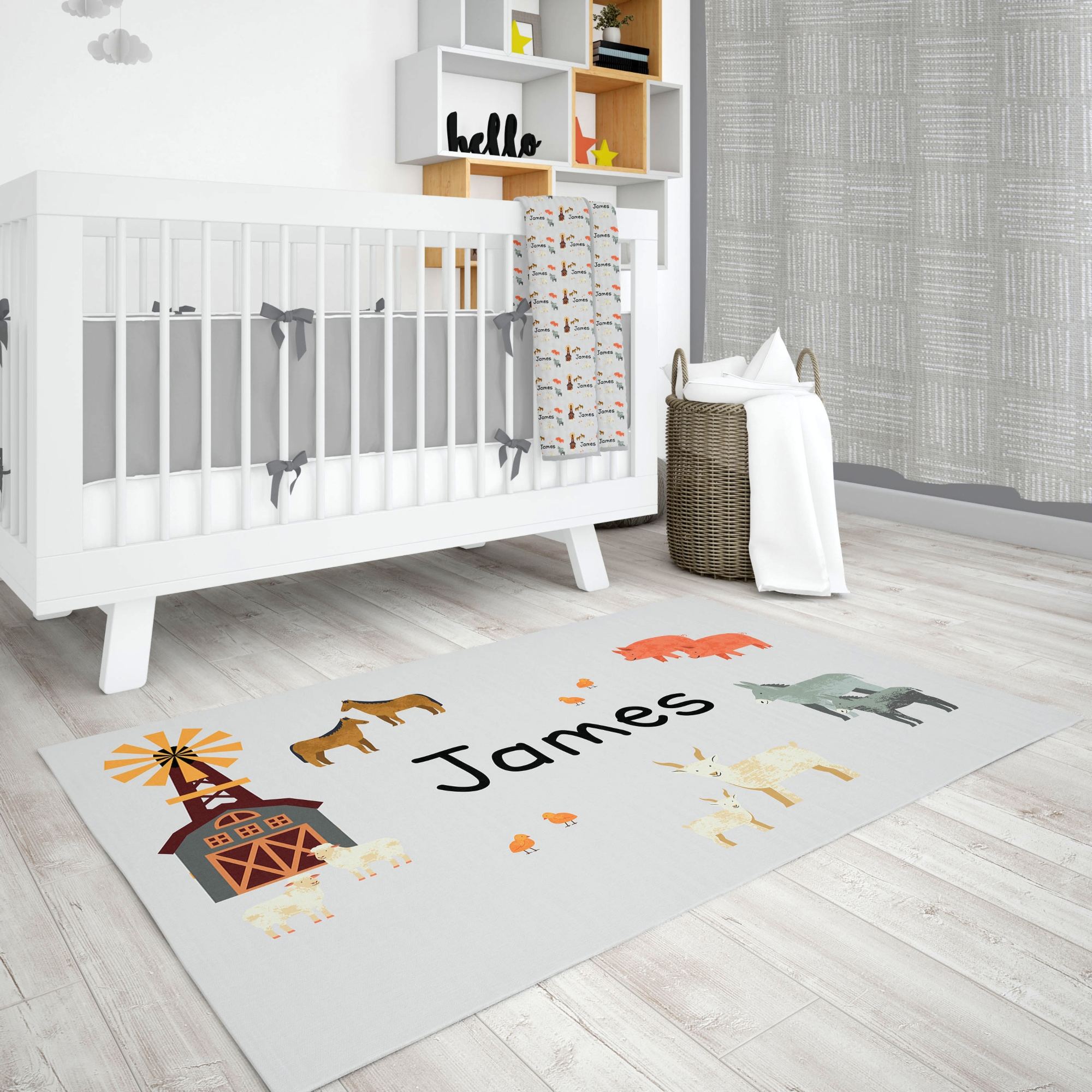 Personalized Farm Area Rug for Nurseries and Kid's Rooms - Farmland 1