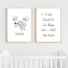 Personalized Floral Wall Art | Set of 2 | Collection: Secret Garden | For Nurseries & Kid's Rooms