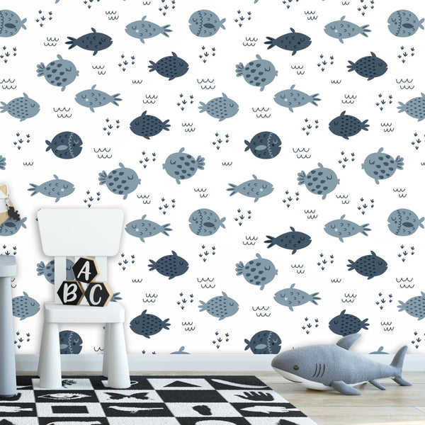 Fish Peel and Stick or Traditional Wallpaper - Fintastic