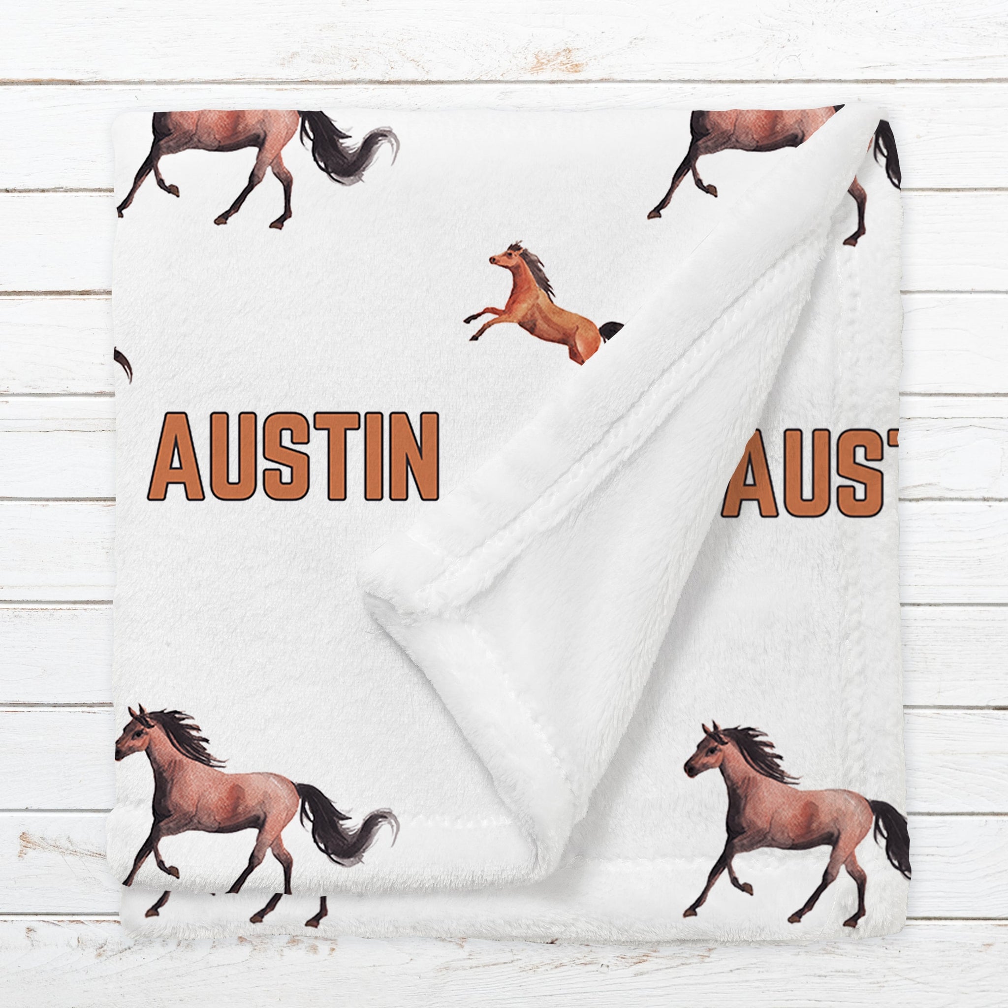 Personalized Horses Name Blanket for Babies & Kids - Giddy-Up!