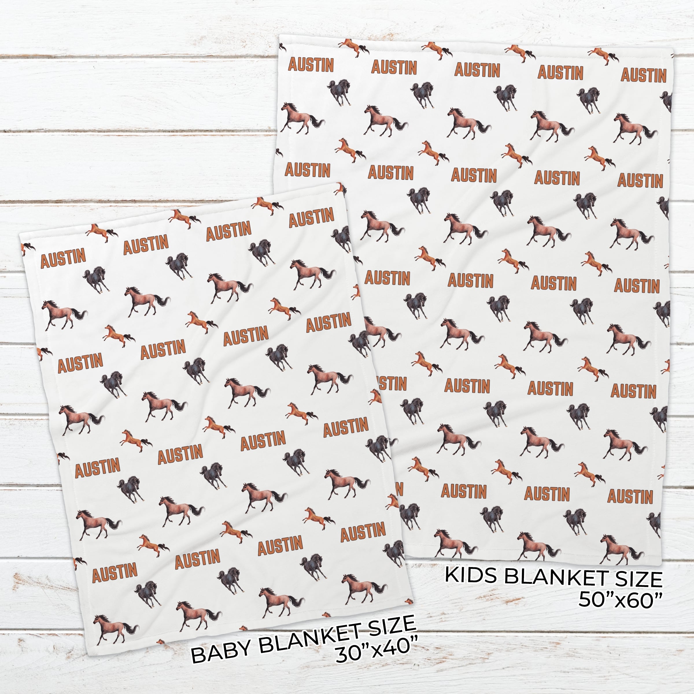 Personalized Horses Name Blanket for Babies & Kids - Giddy-Up!