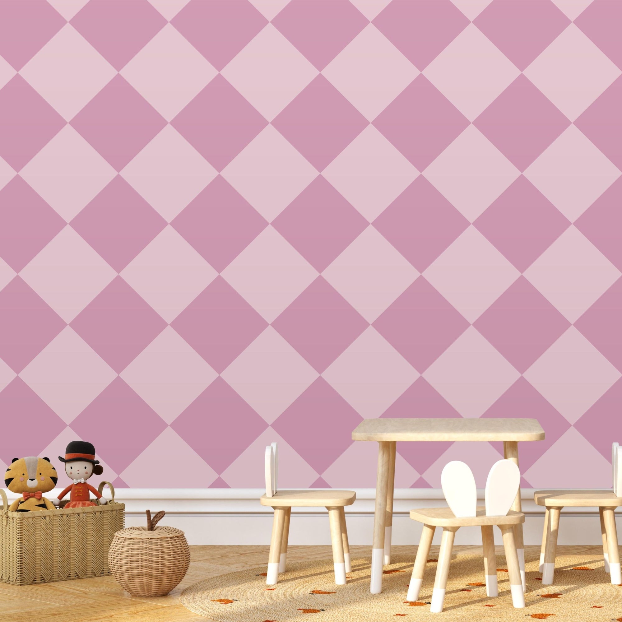 Geometric Themed Wallpaper - Harlequin Pink