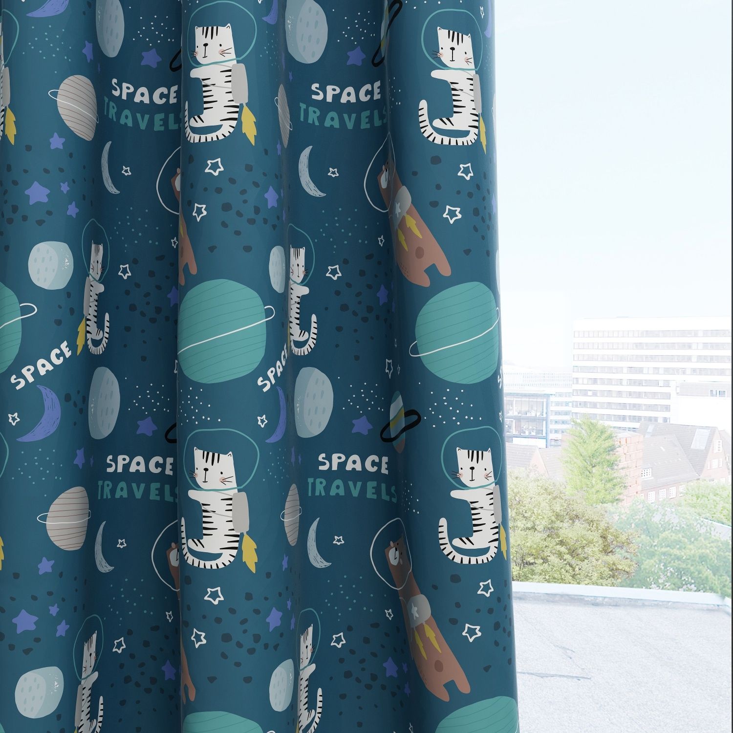 Space Kids & Nursery Blackout Curtains - Infinite Pawsibilities