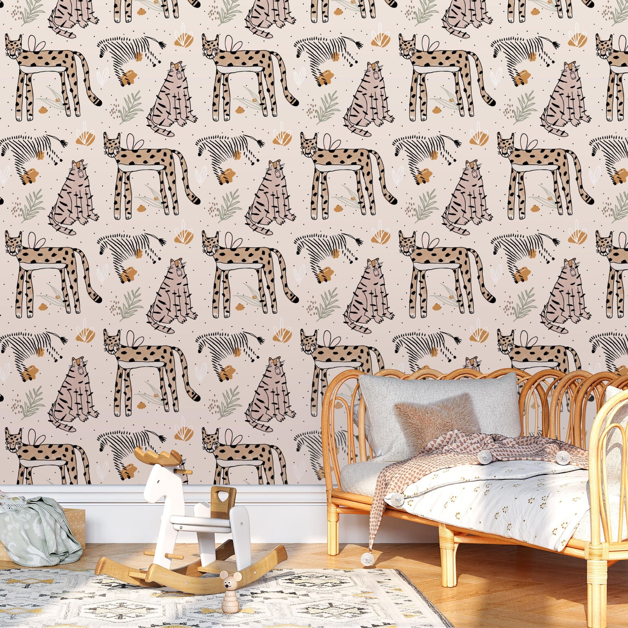 Safari Peel and Stick Wallpaper or Traditional Wallpaper - Jungle Cats