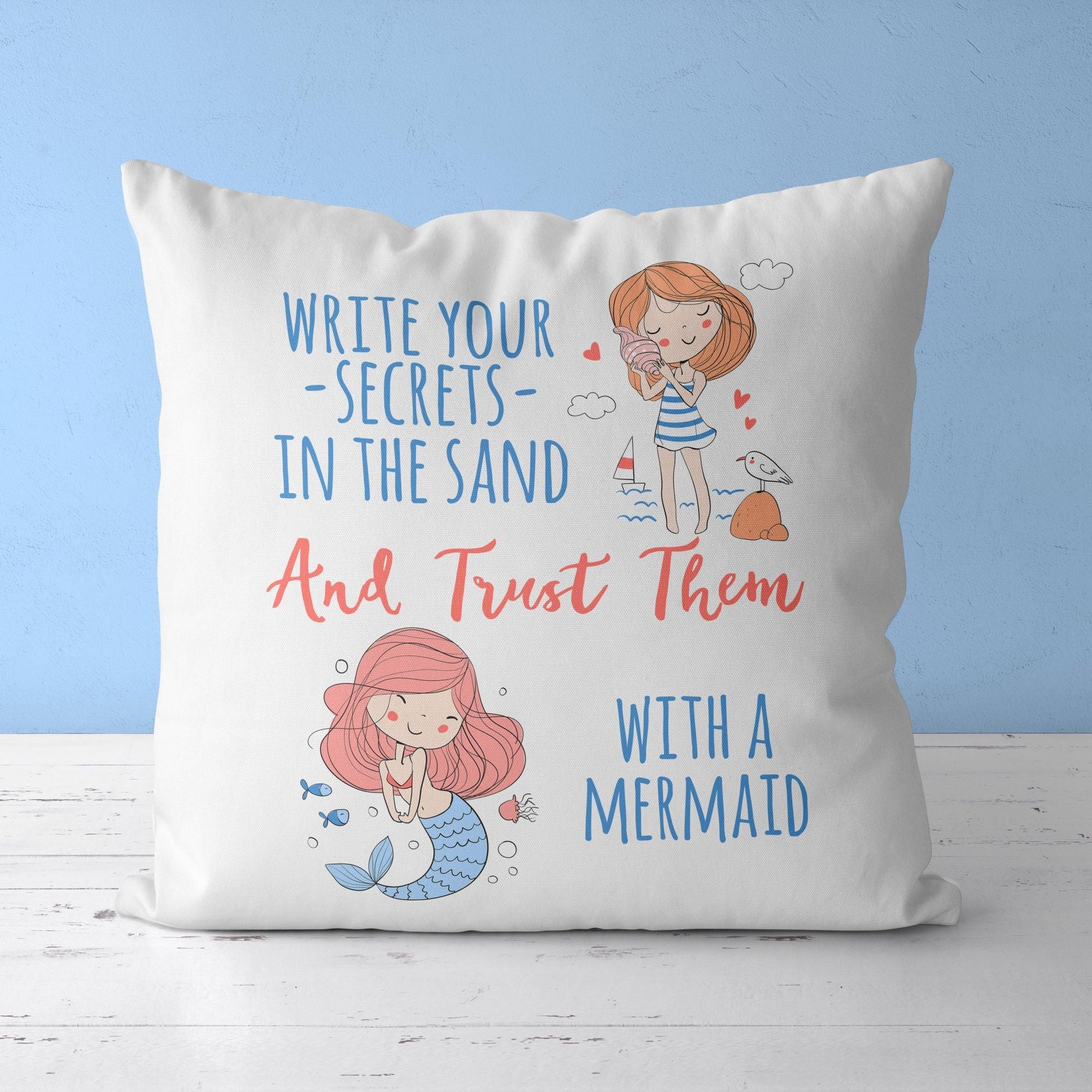 Mermaid Throw Pillow For Nurseries & Kid's Rooms - Mermaid Whisperer