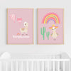 Personalized Llama Wall Art | Set of 2 | Collection: Llama’s Picnic | For Nurseries & Kid's Rooms