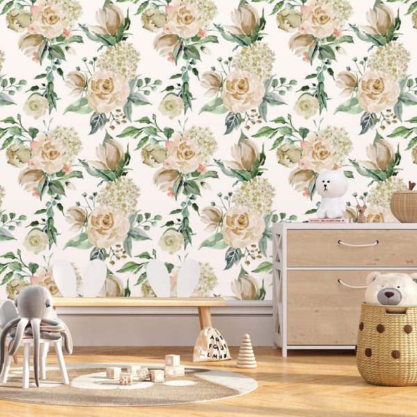 Peel & Stick or Traditional Wallpaper - Light as Roses