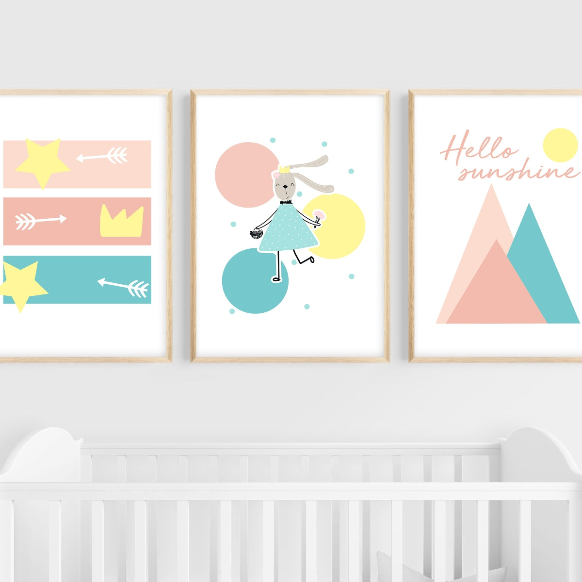 Bunny Wall Art | Set of 3 | Sweet Bubblegum | For Nurseries & Kid's Rooms