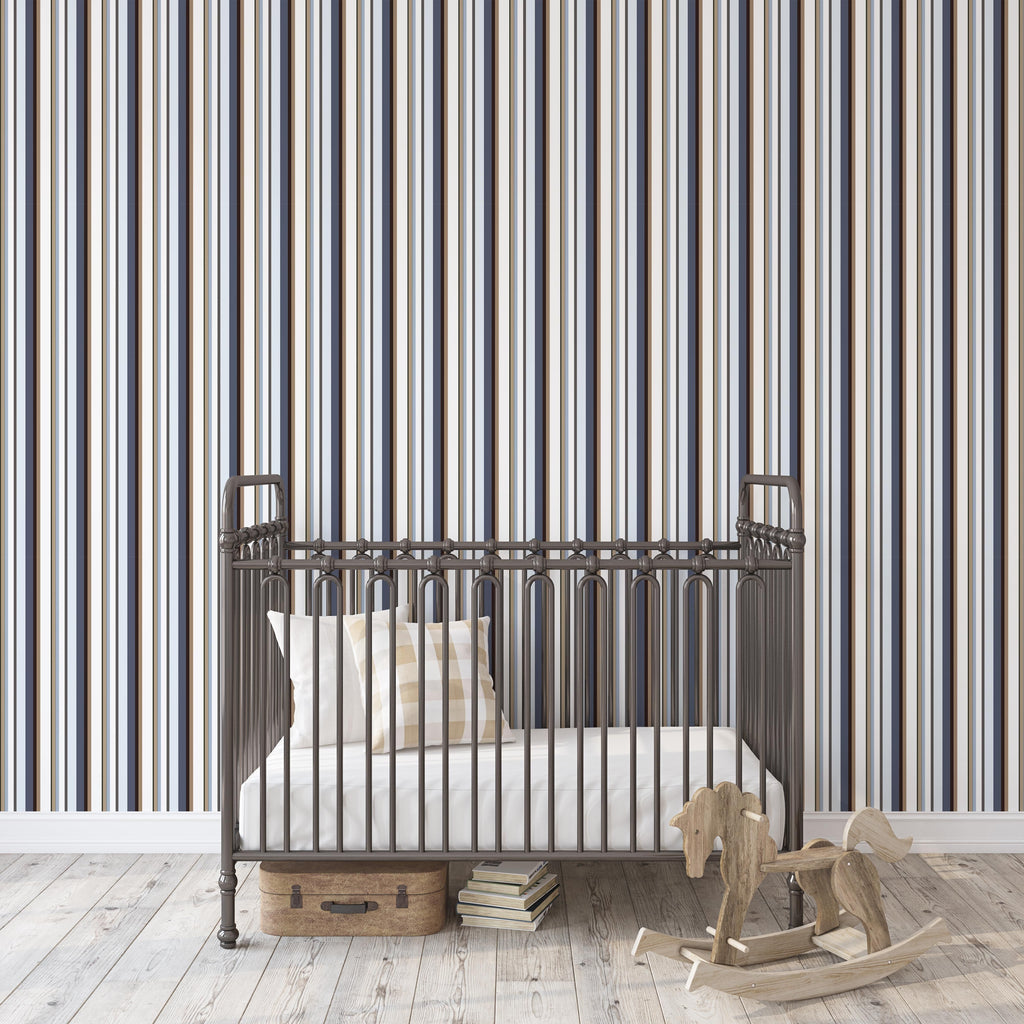 Peel and Stick or Traditional Wallpaper for Kids & Nursery Rooms - Multihued Stripes