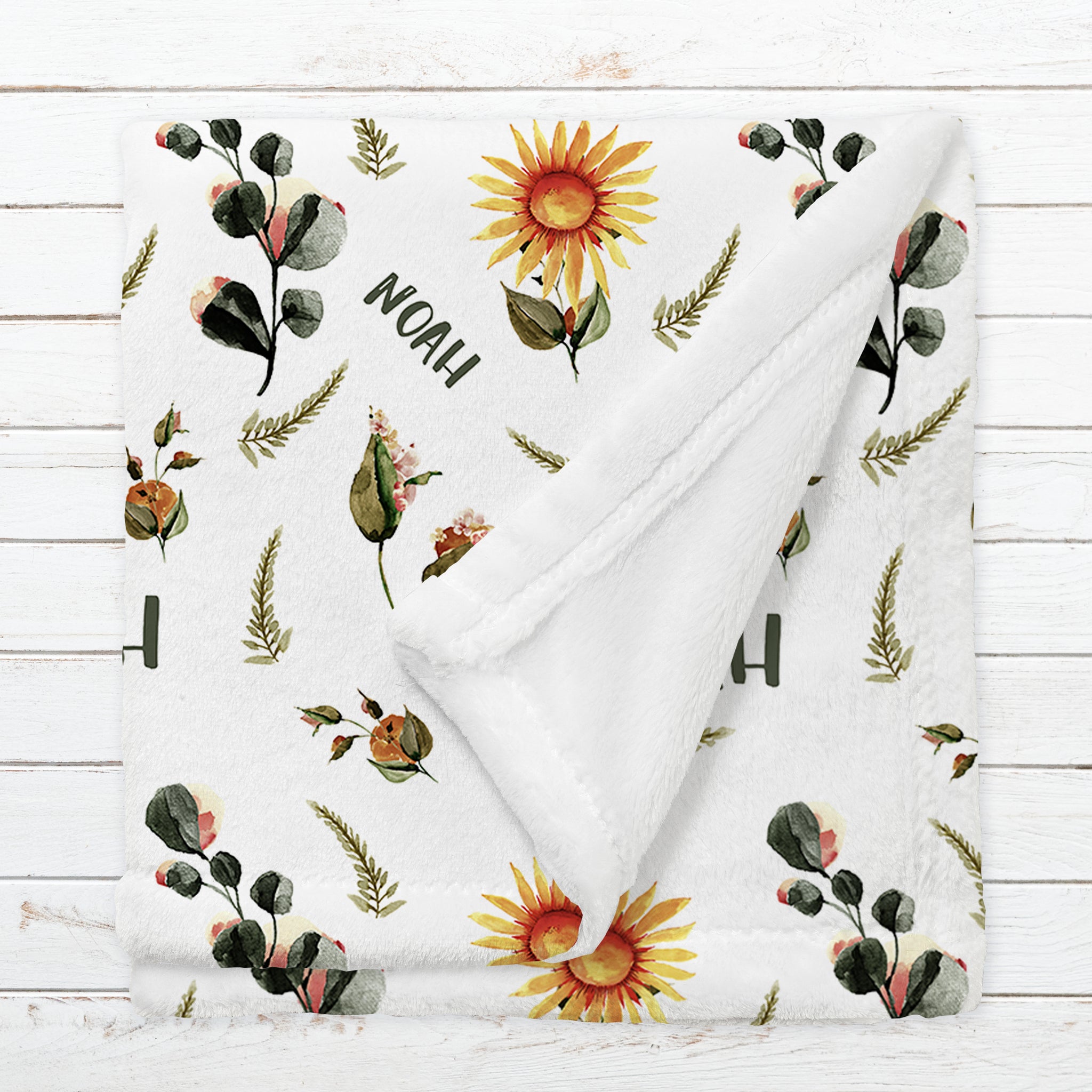 Personalized Blossoms Name Blanket for Babies & Kids - Sunny Side