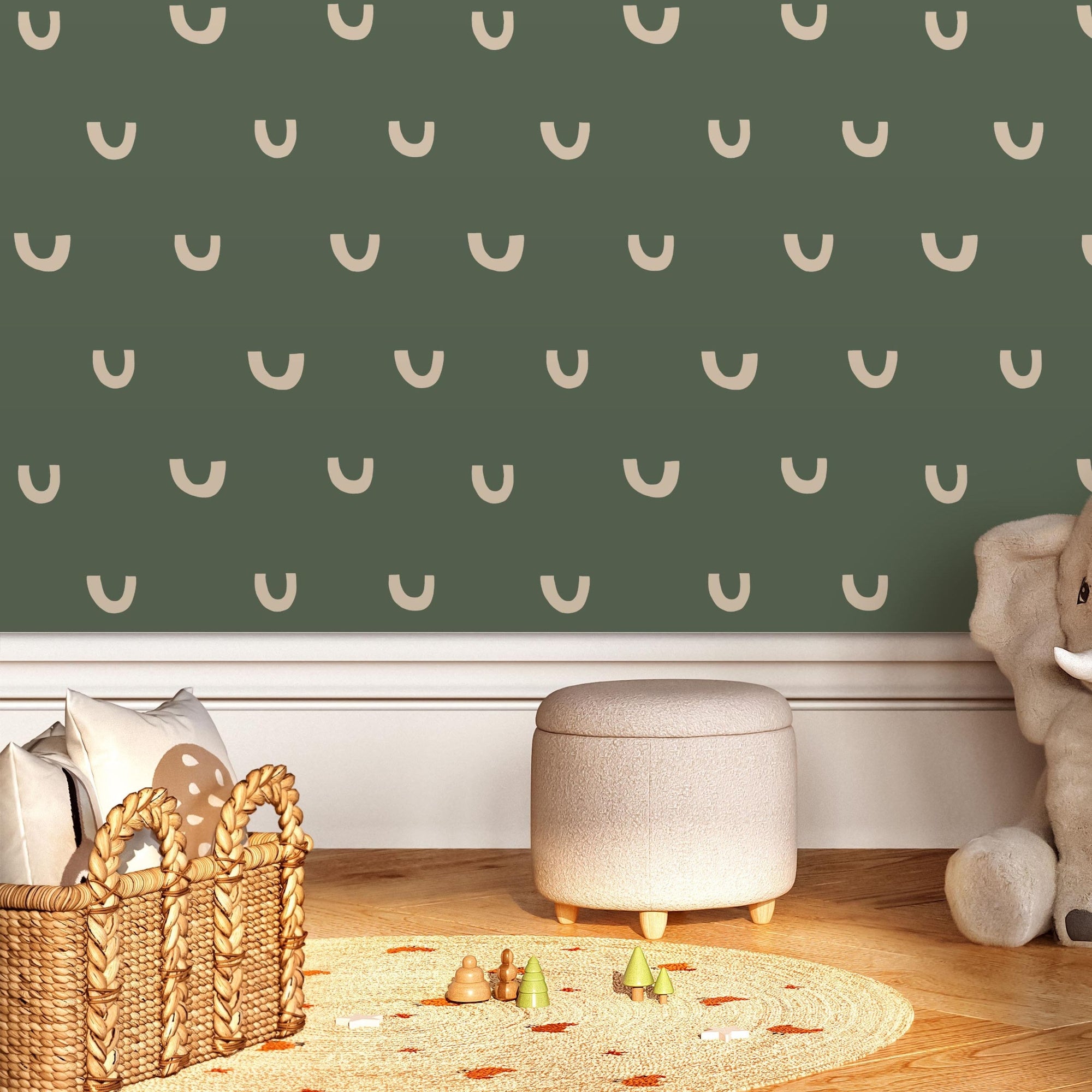 Abstract Wallpaper for Nursery and Kids Rooms - Olive Natural