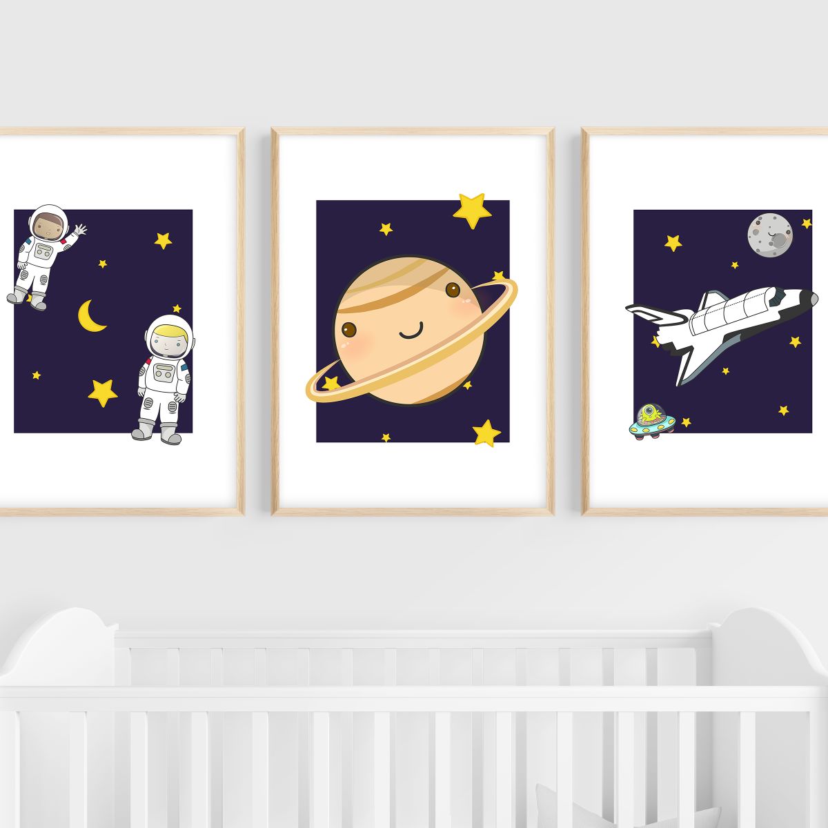 Space Wall Art | Set of 3 | Collection: Space Chronicles | For Nurseries & Kid's Rooms