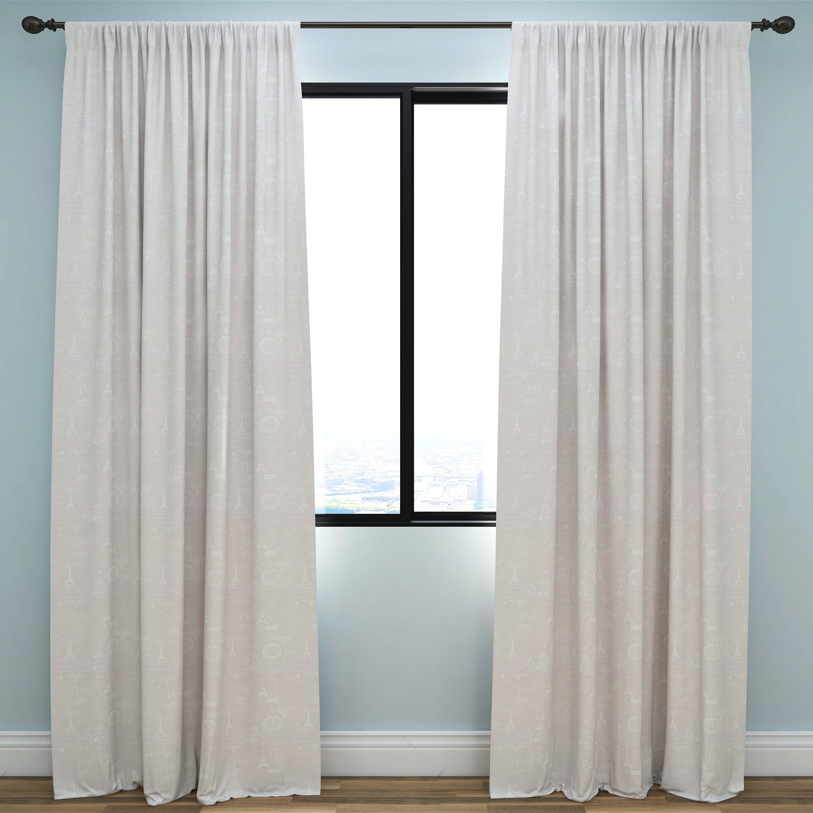 Paris French Grey Kids Curtains