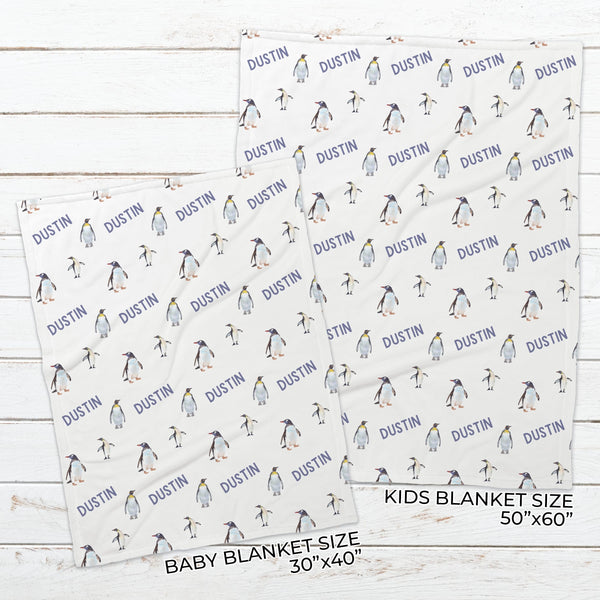 Personalized Penguin Name Blanket for Babies & Kids - Flip Away