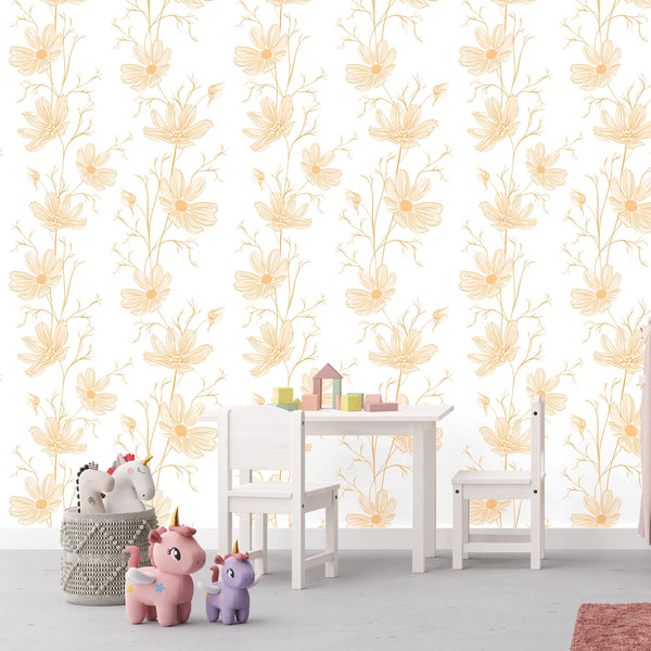 Peel and Stick or Traditional Wallpaper - Peaches and Blooms
