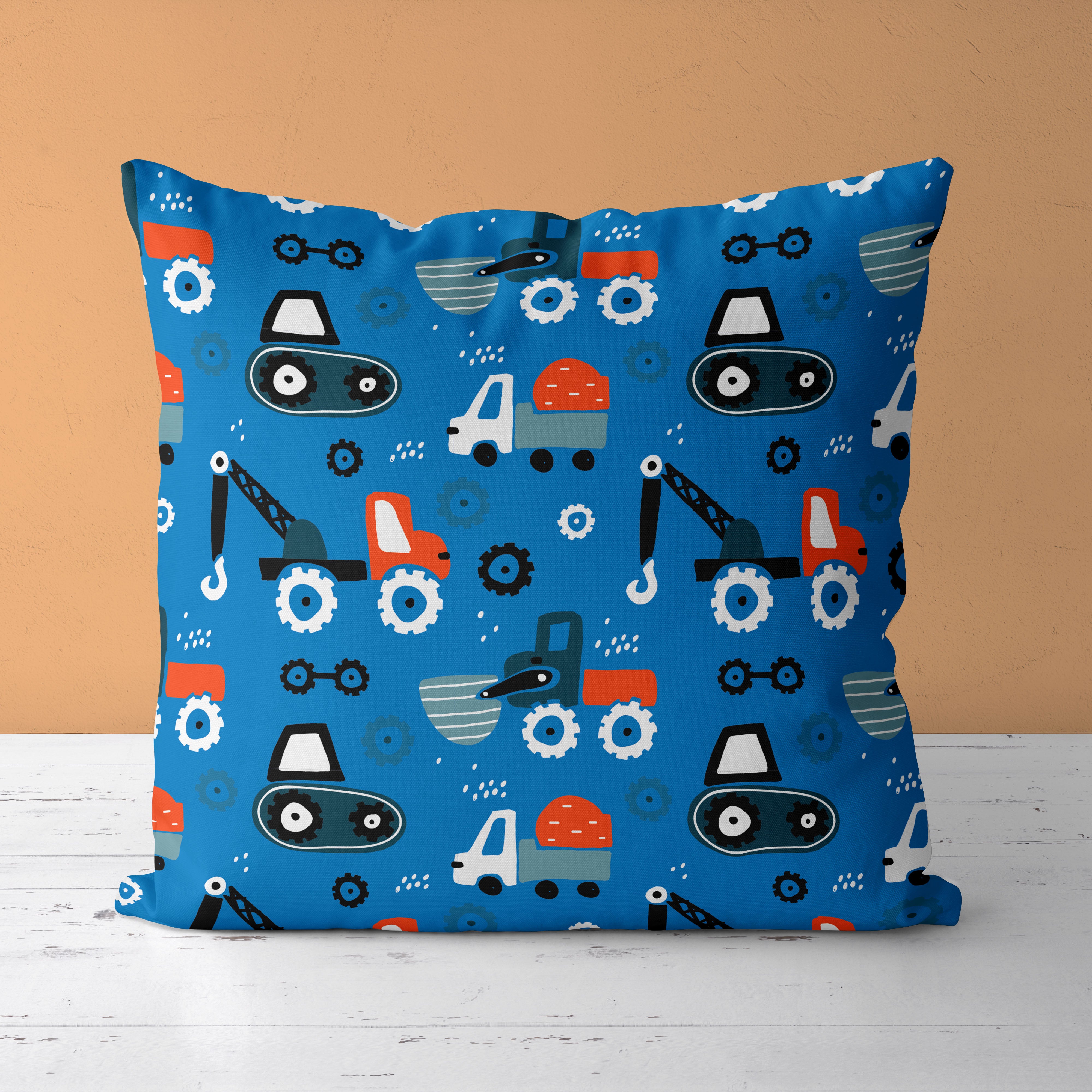 Constructions Kids & Nursery Throw Pillow - Wheely Cool