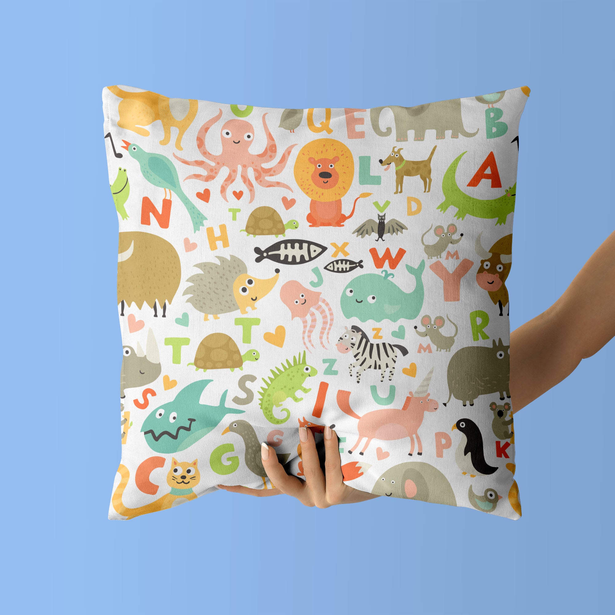 Animals Kids & Nursery Throw Pillow - Ani-mazing Creatures