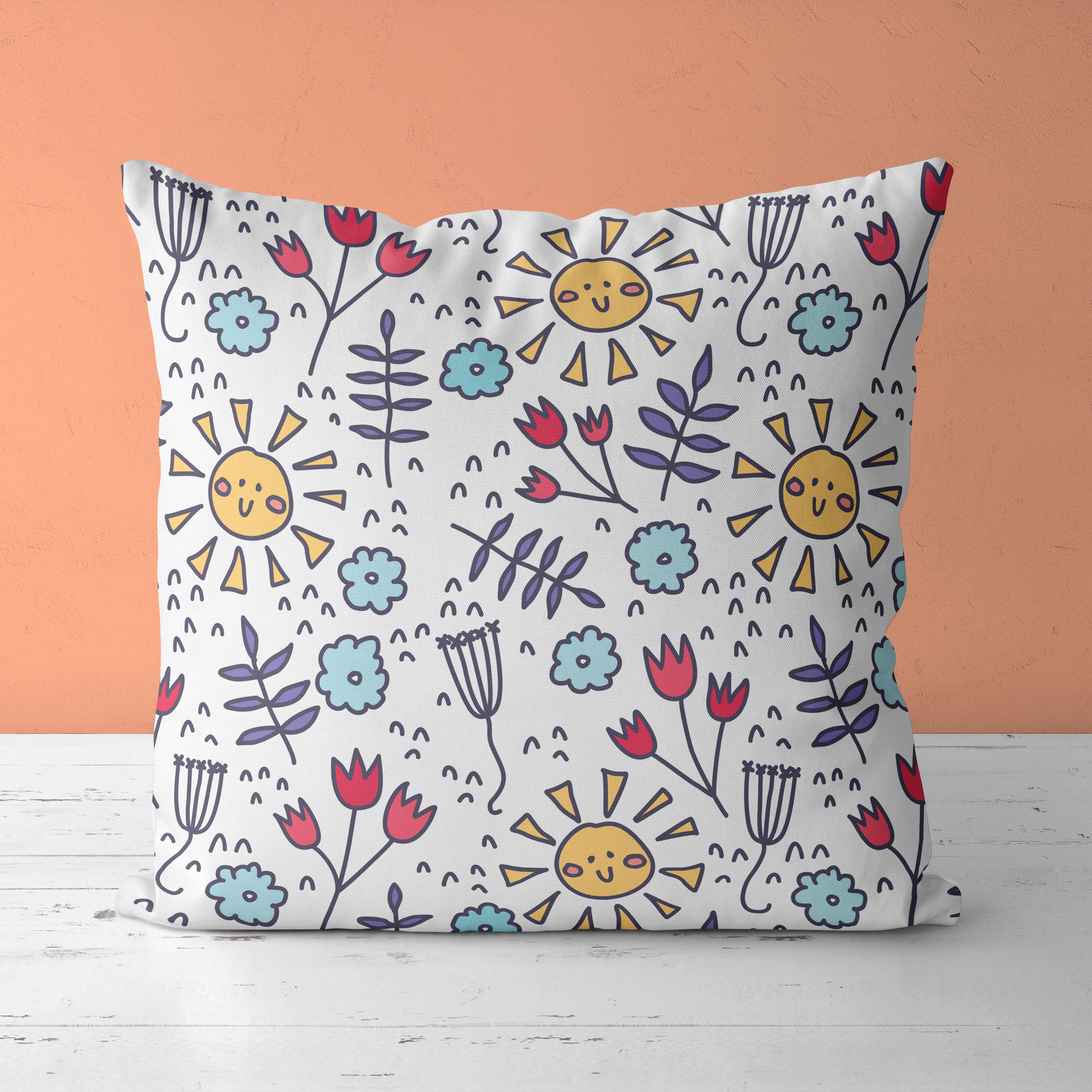 Floral Kids & Nursery Throw Pillow - Sunny Floras