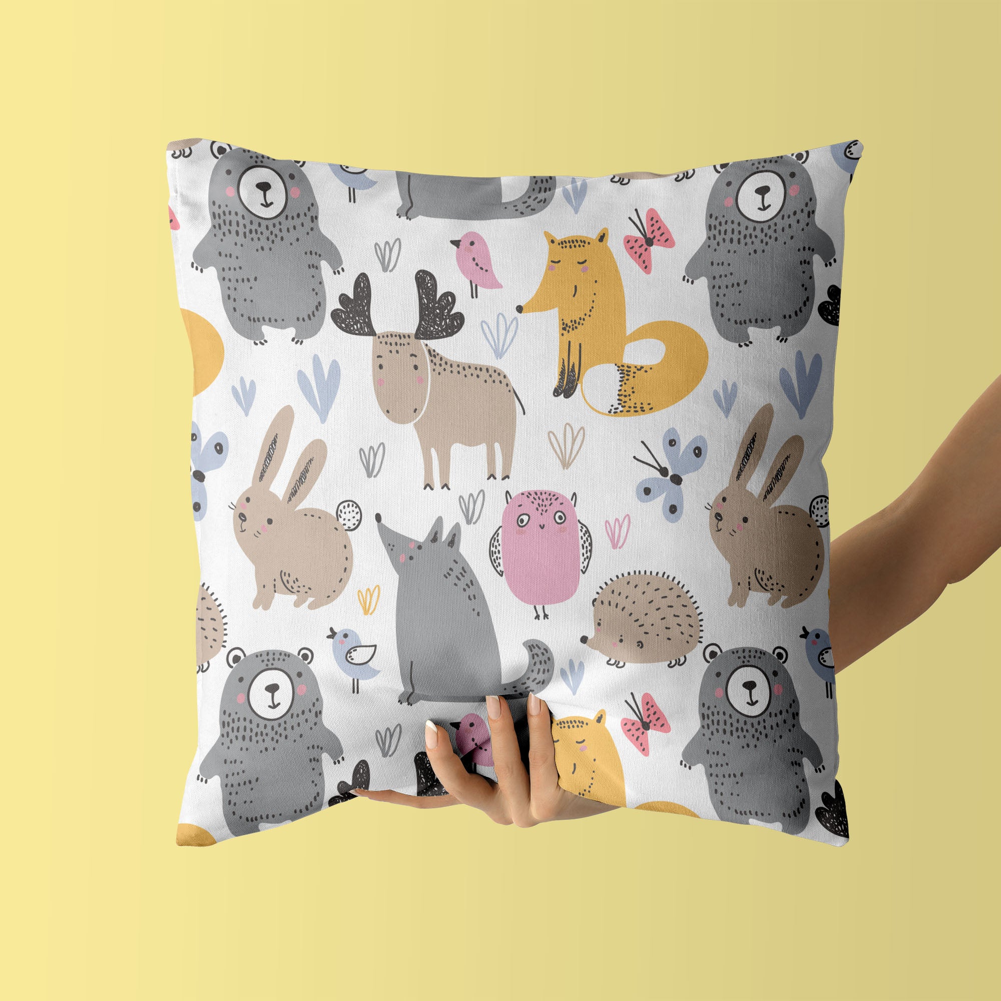 Animals Kids & Nursery Throw Pillow - Animal Playmates