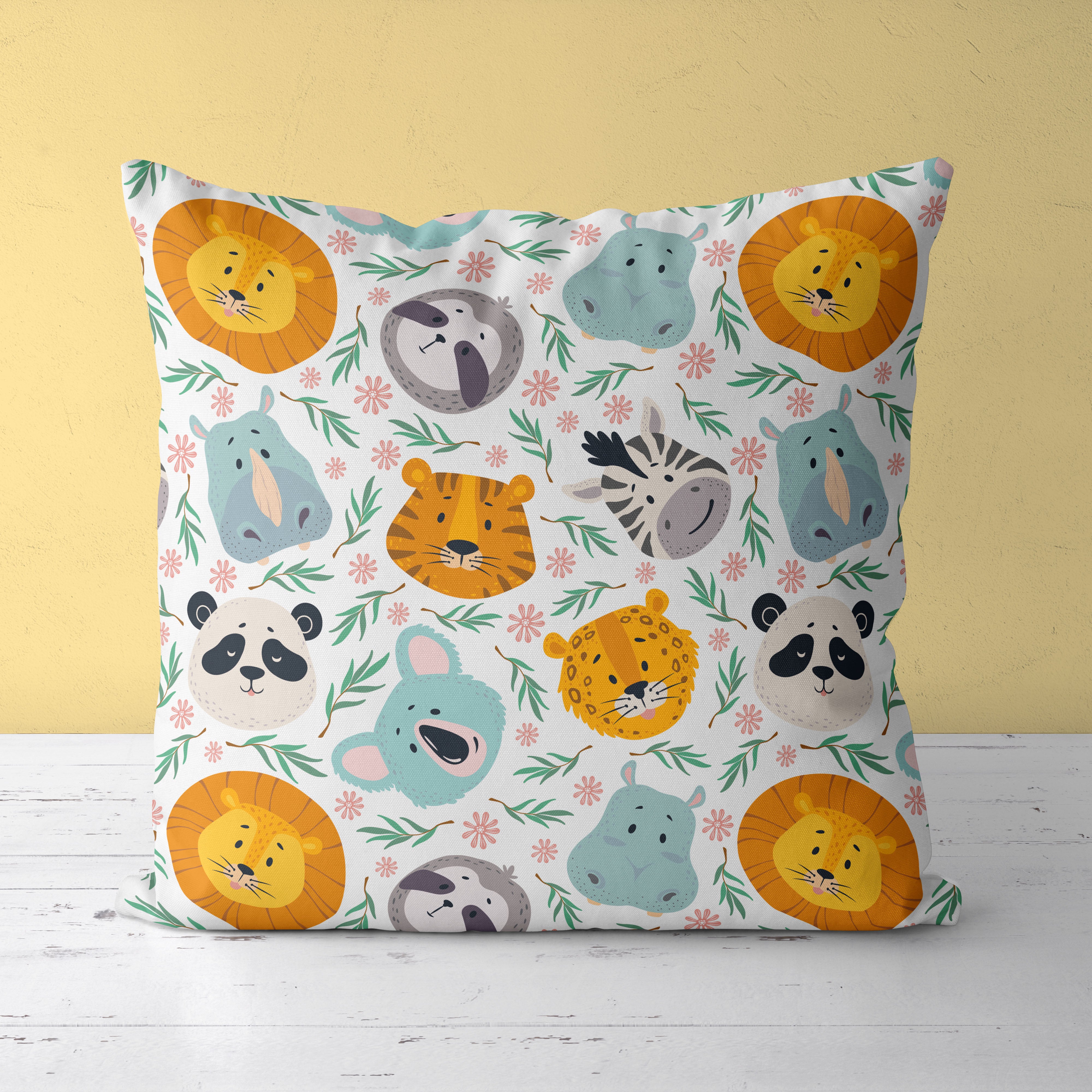 Animals Kids & Nursery Throw Pillow - Bubbly Wildlife