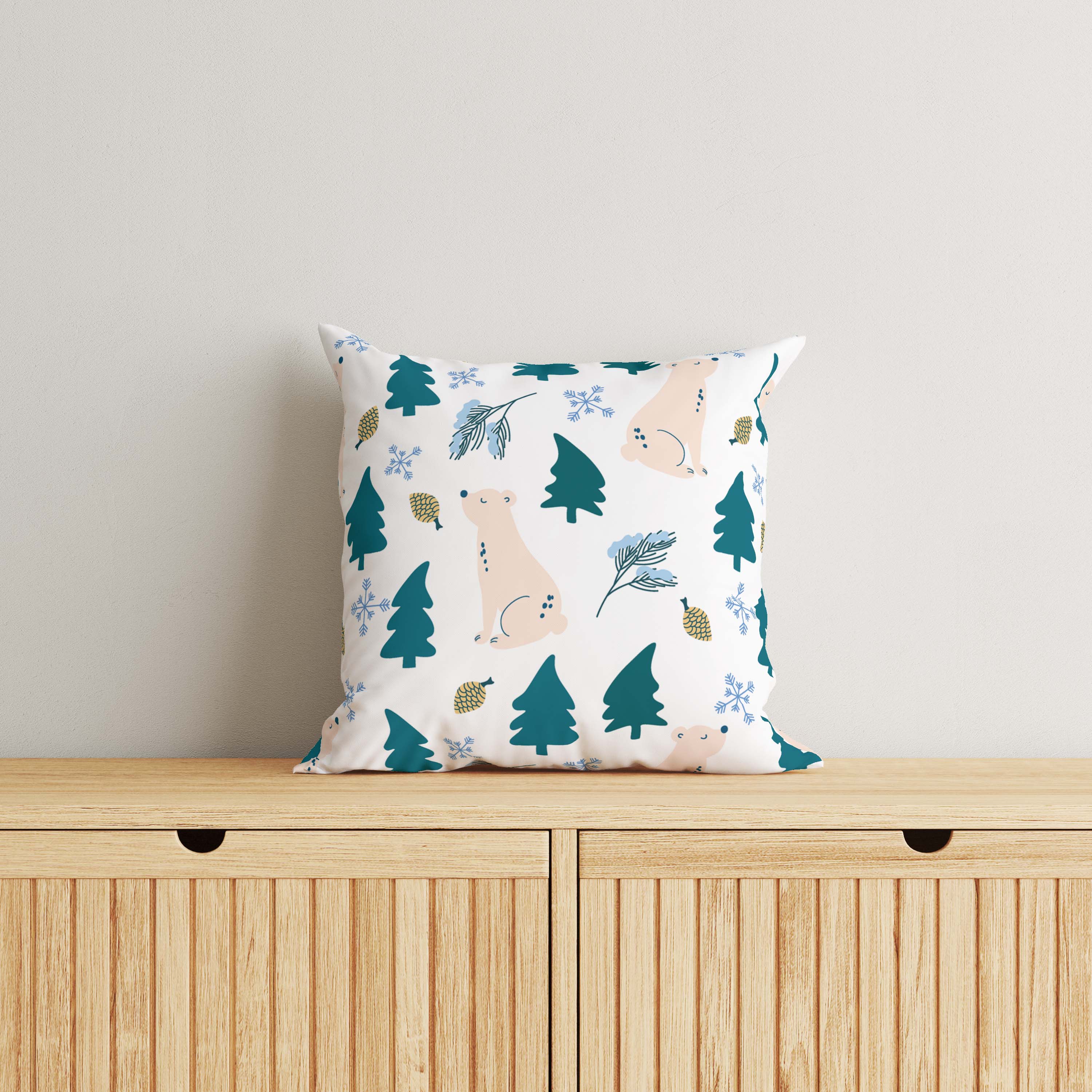 Bear Kids & Nursery Throw Pillow - Pine and Fresh