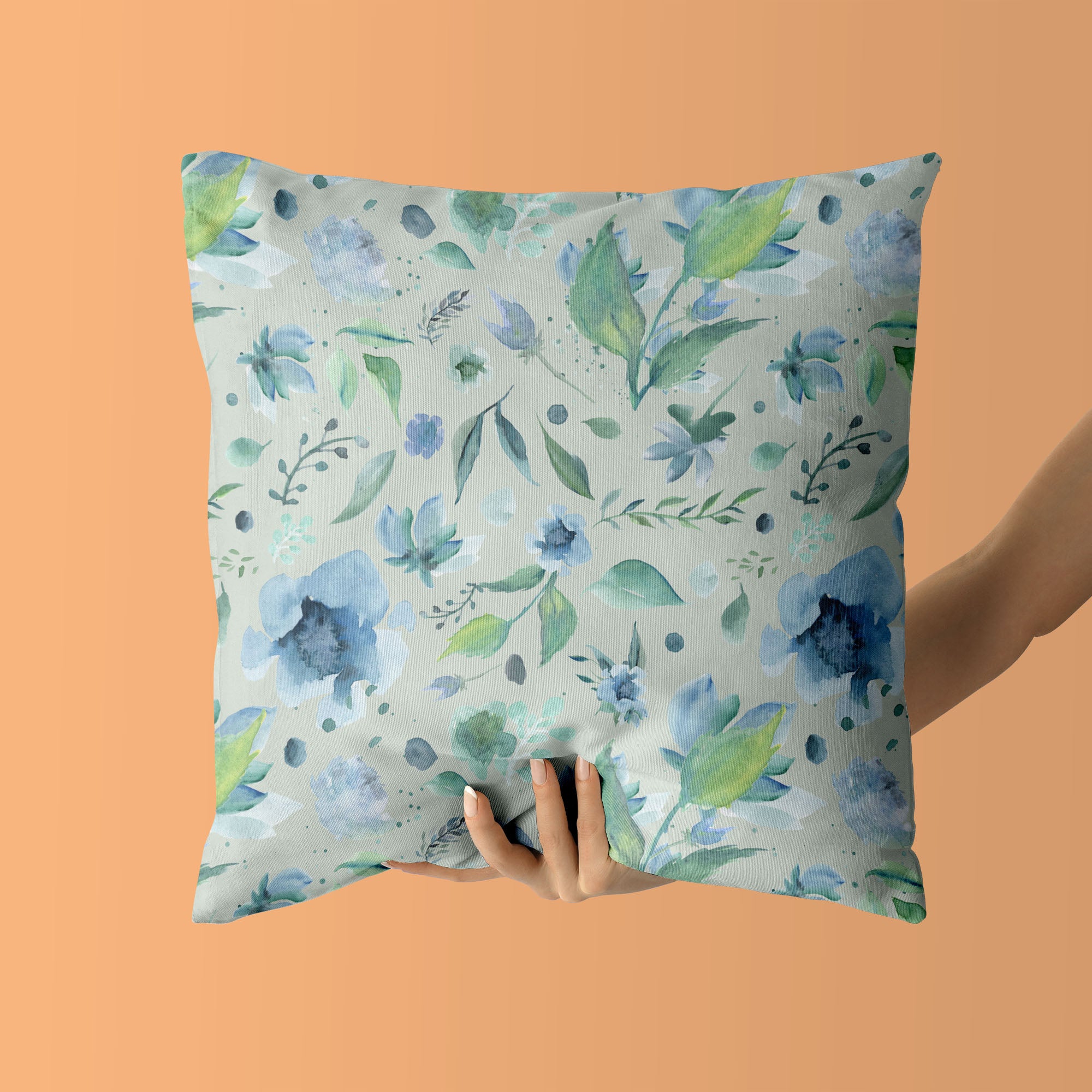 Floral Kids & Nursery Throw Pillow - Blue Poppies