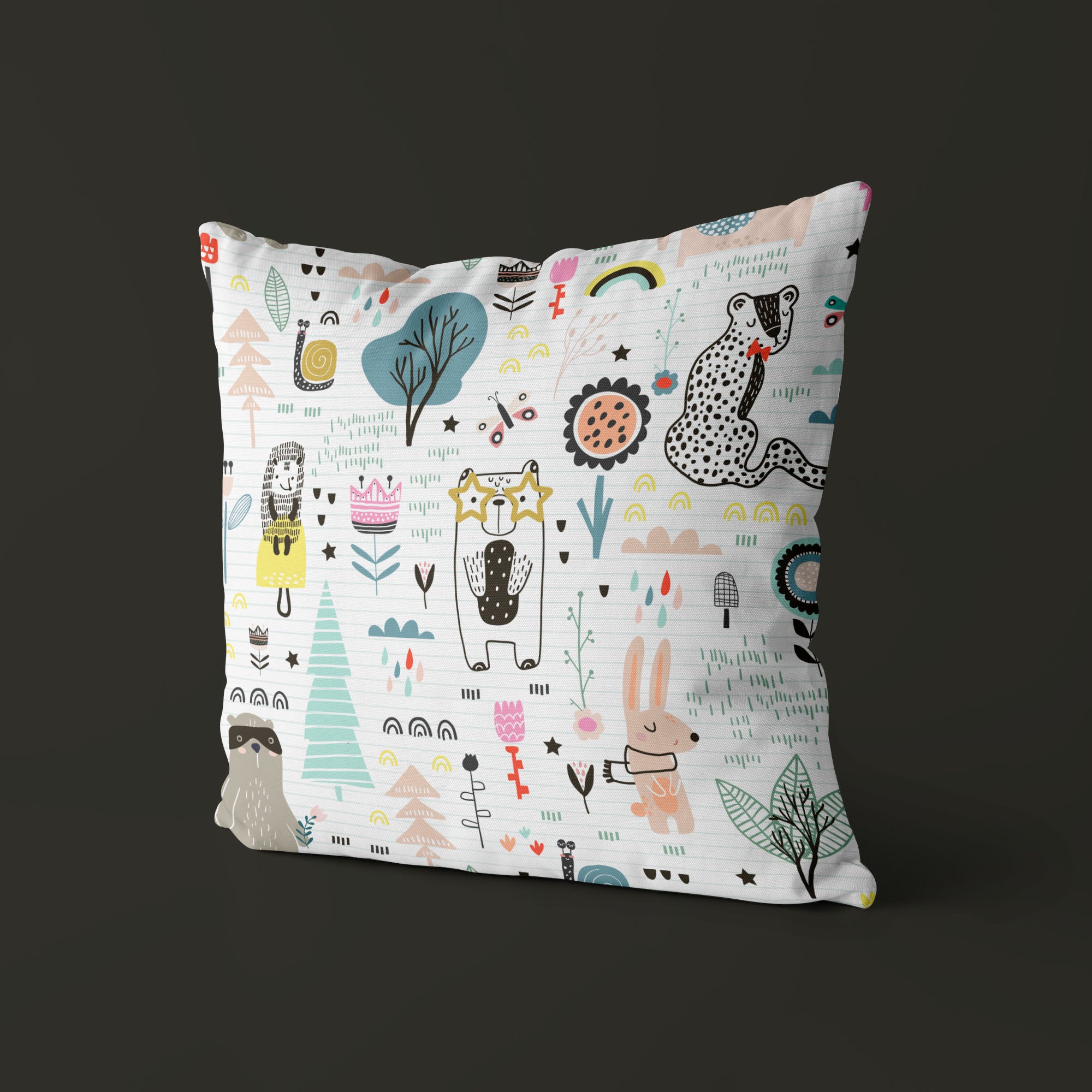 Animals Kids & Nursery Throw Pillow - Woodland Garden