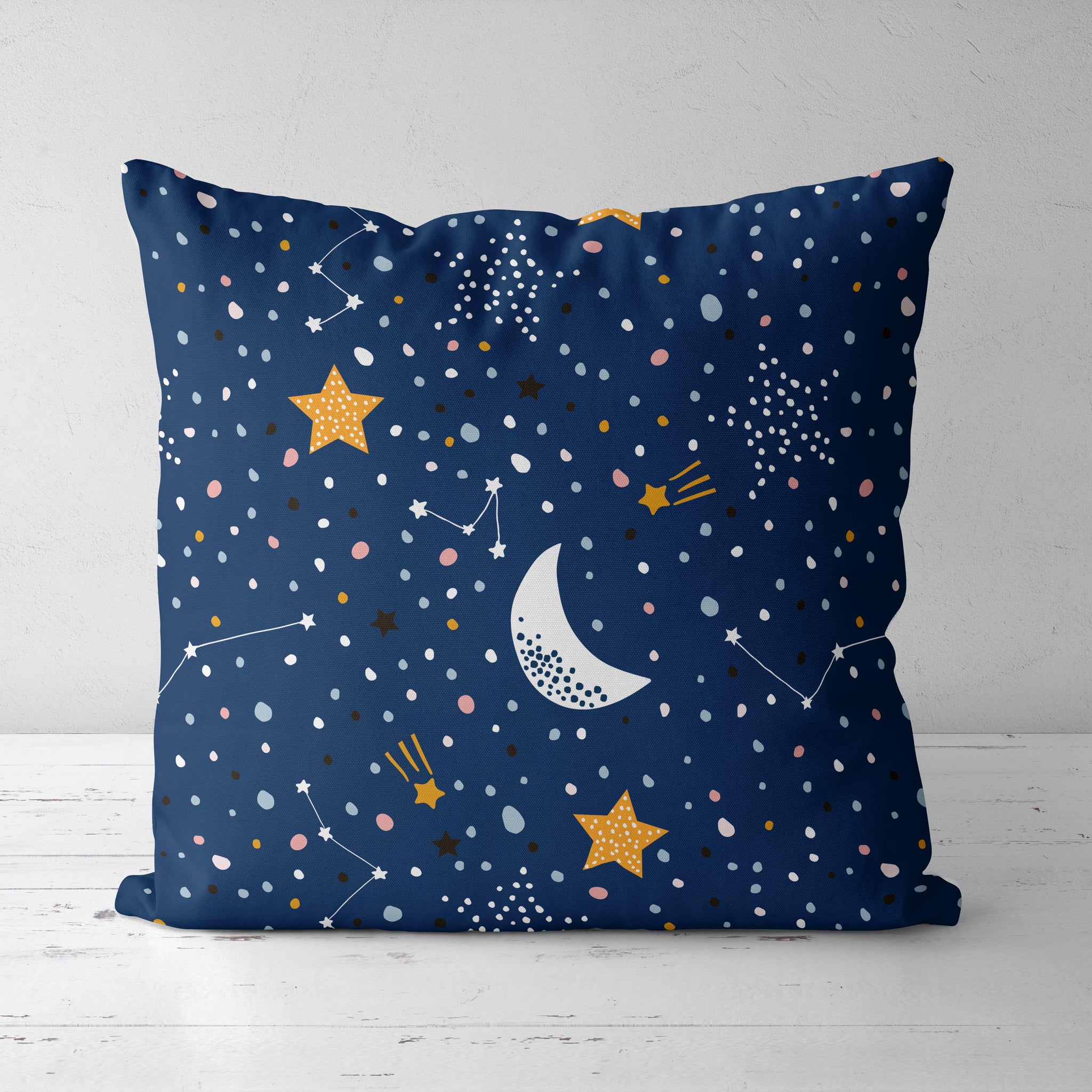 Star & Moon Kids & Nursery Throw Pillow - Star-studded