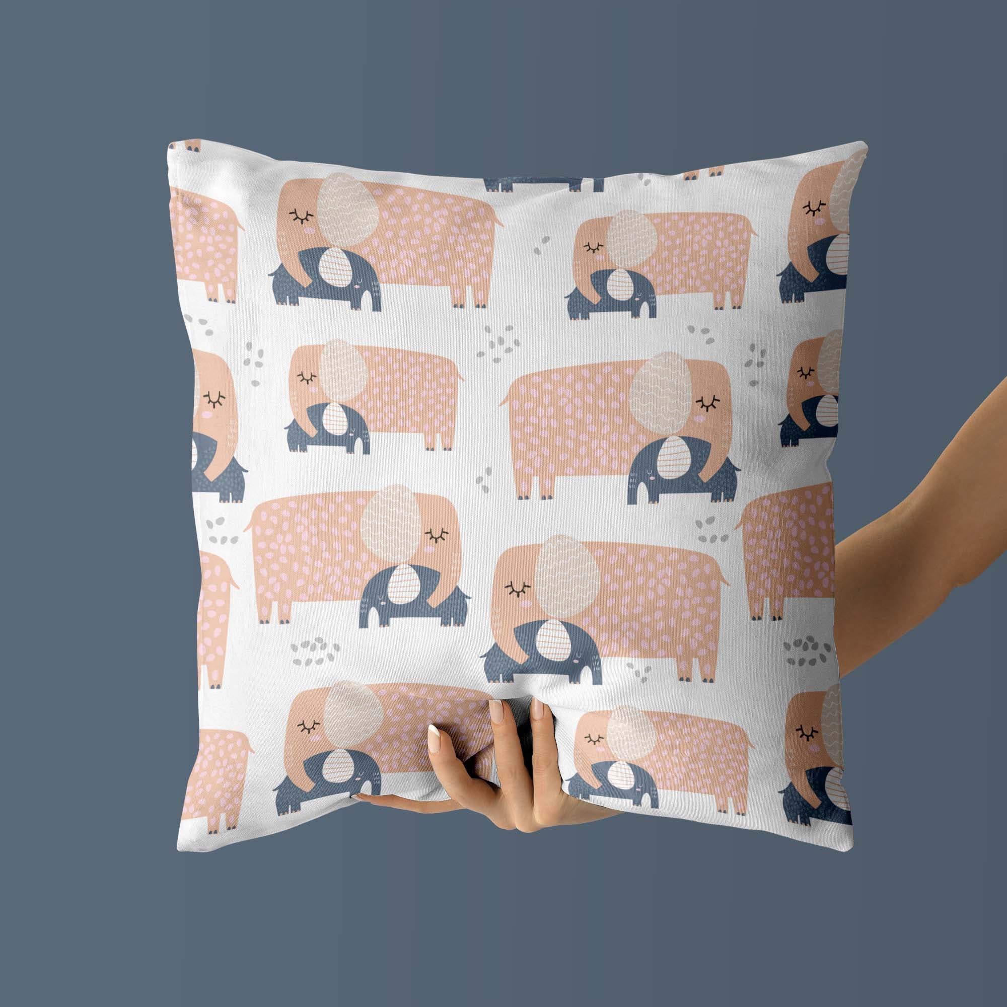 Elephant Kids & Nursery Throw Pillow - Mom Hugs