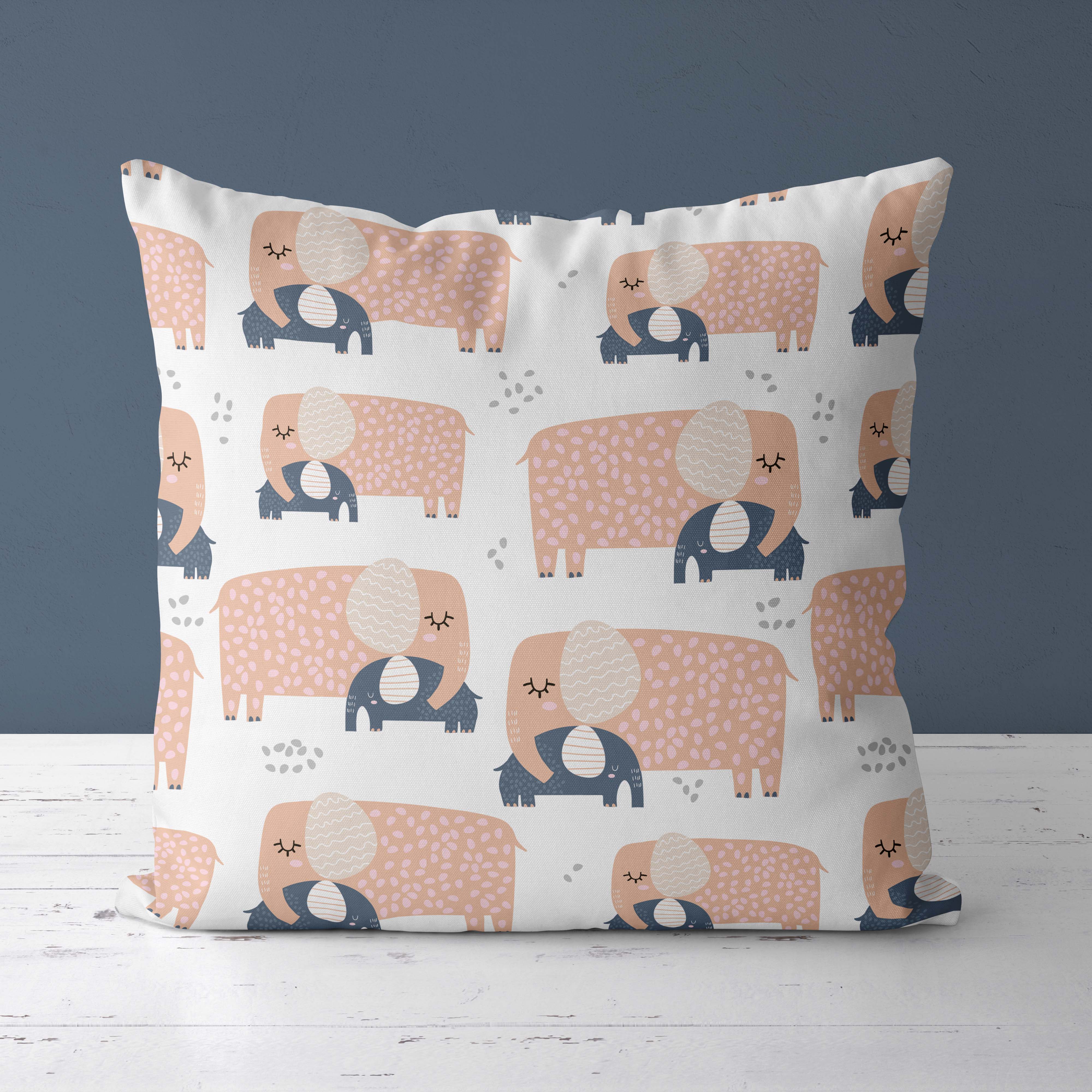 Elephant Kids & Nursery Throw Pillow - Mom Hugs